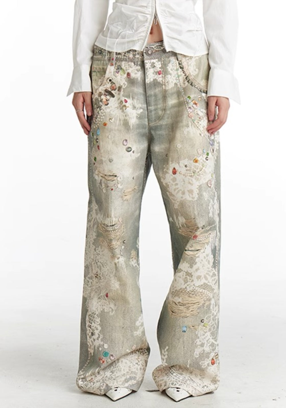 DND4DES丨All-Over Lace Print Pants - PSYLOS 1, DND4DES丨All-Over Lace Print Pants, Pants, DND4DES•JAPAN, PSYLOS 1