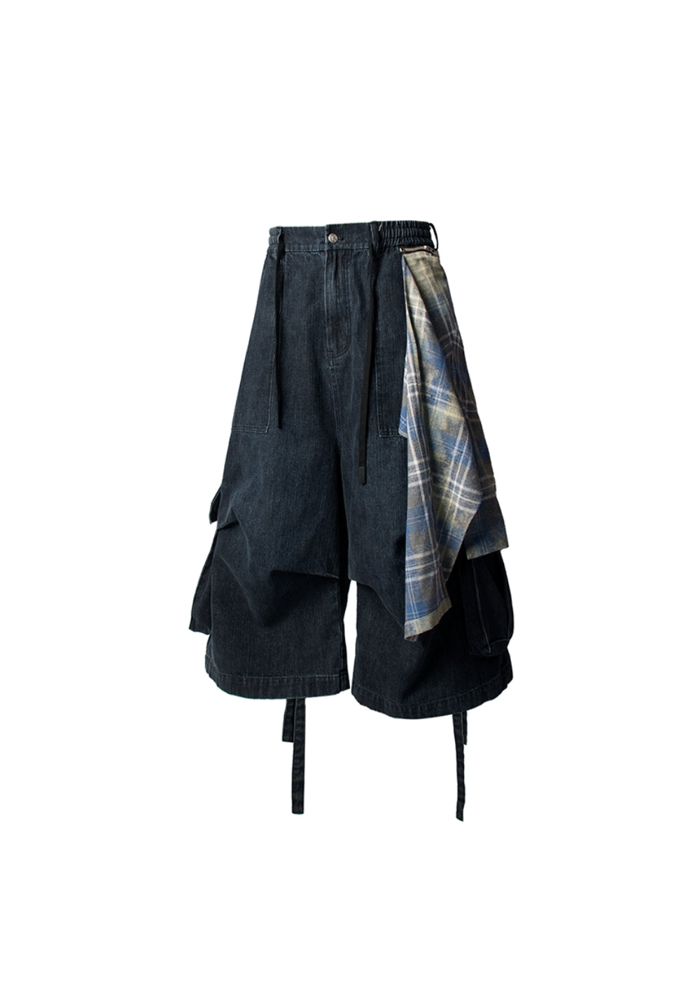 RELABEL丨Detachable Flap Tie-Waist Washed Blue Denim Shorts - PSYLOS 1, RELABEL丨Detachable Flap Tie-Waist Washed Blue Denim Shorts, Shorts, RELABEL, PSYLOS 1