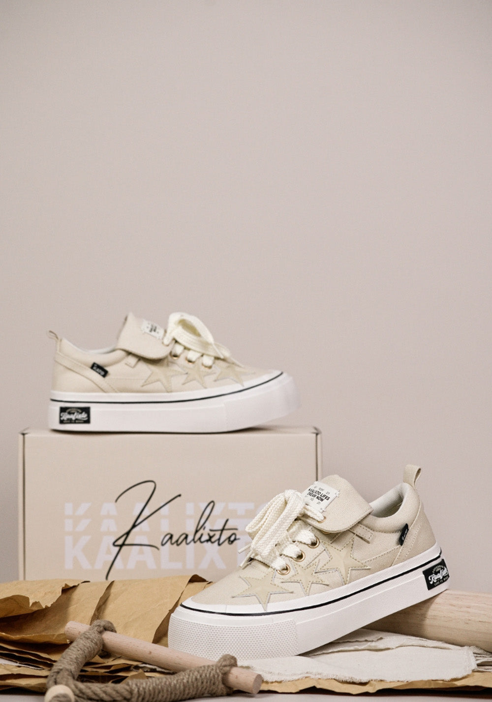 KAALIXTO丨Cream Beige Canvas Star Shoes - PSYLOS 1, KAALIXTO丨Cream Beige Canvas Star Shoes, Canvas Sneakers, KAALIXTO•JAPAN, PSYLOS 1