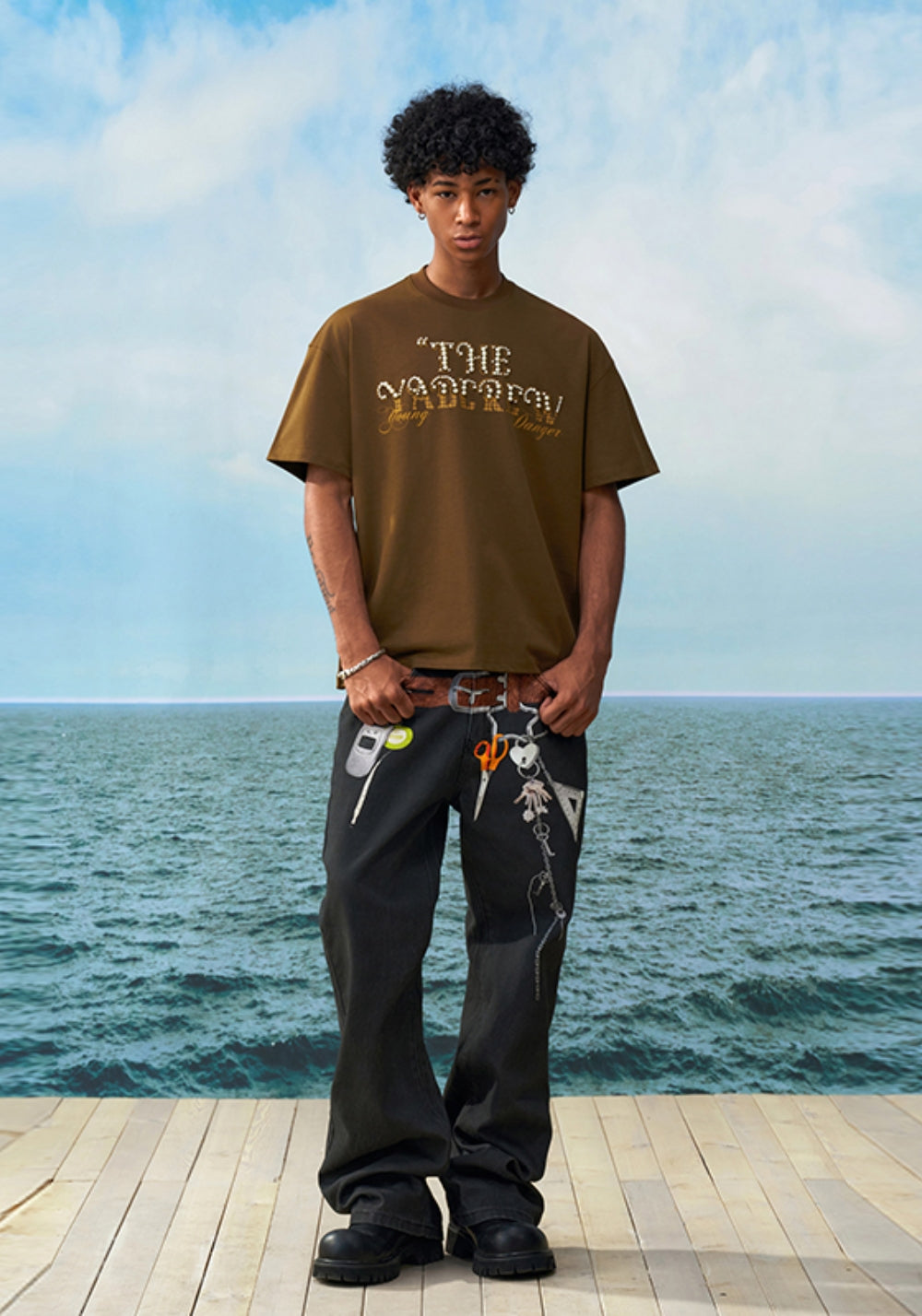 YADcrew丨YADcrew Checkerboard Pearl Tee-Brown - PSYLOS 1, YADcrew丨YADcrew Checkerboard Pearl Tee-Brown, T-Shirt, YADcrew•JAPAN, PSYLOS 1