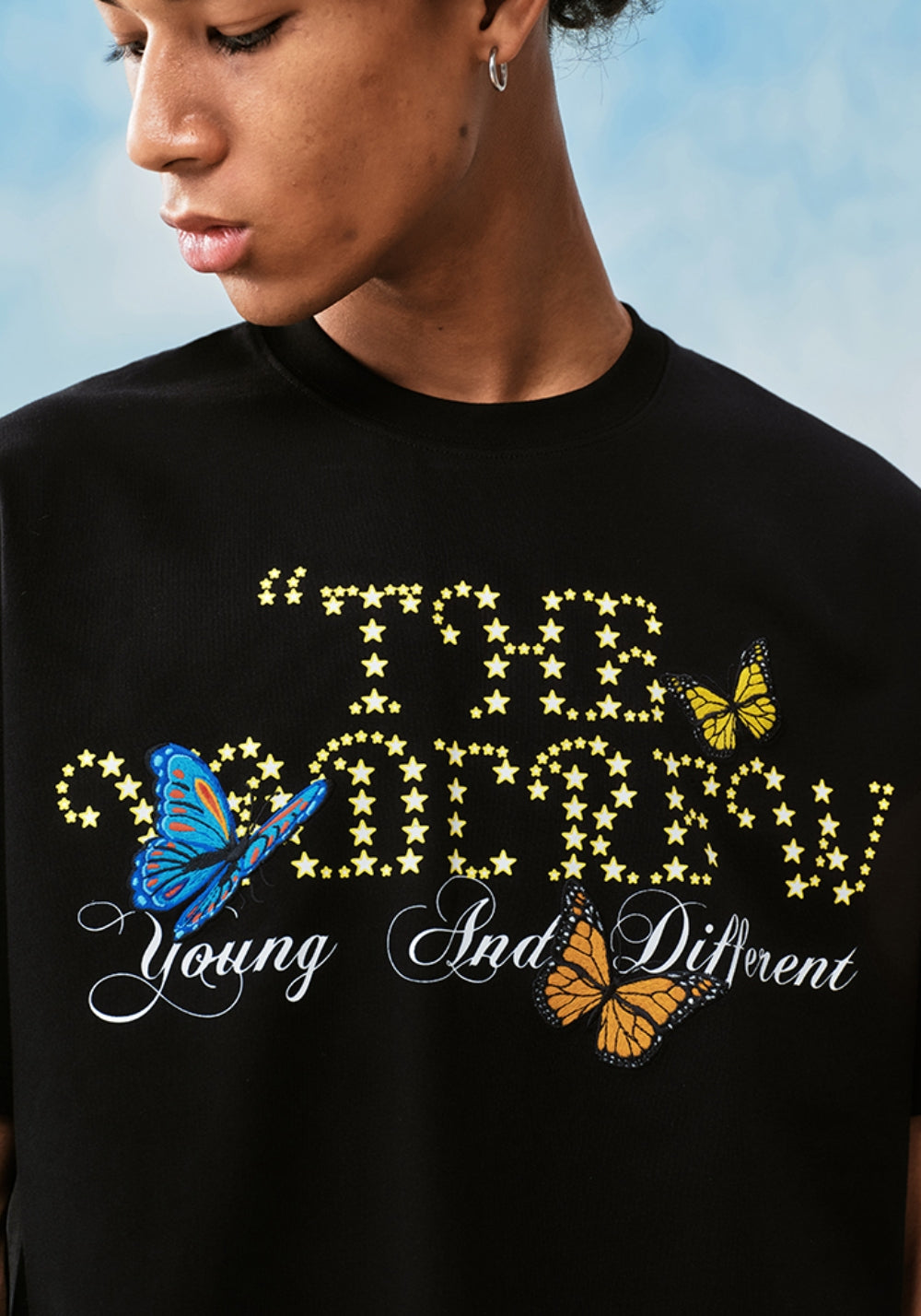YADcrew丨YADcrew Butterfly-Embroidered Tee-Black - PSYLOS 1, YADcrew丨YADcrew Butterfly-Embroidered Tee-Black, T-Shirt, YADcrew•JAPAN, PSYLOS 1