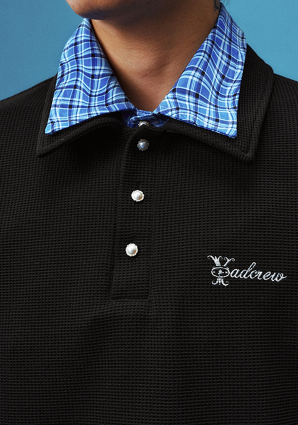 YADcrew丨YADcrew Double-Collar Distorted Polo-Black - PSYLOS 1, YADcrew丨YADcrew Double-Collar Distorted Polo-Black, Shirt, YADcrew, PSYLOS 1