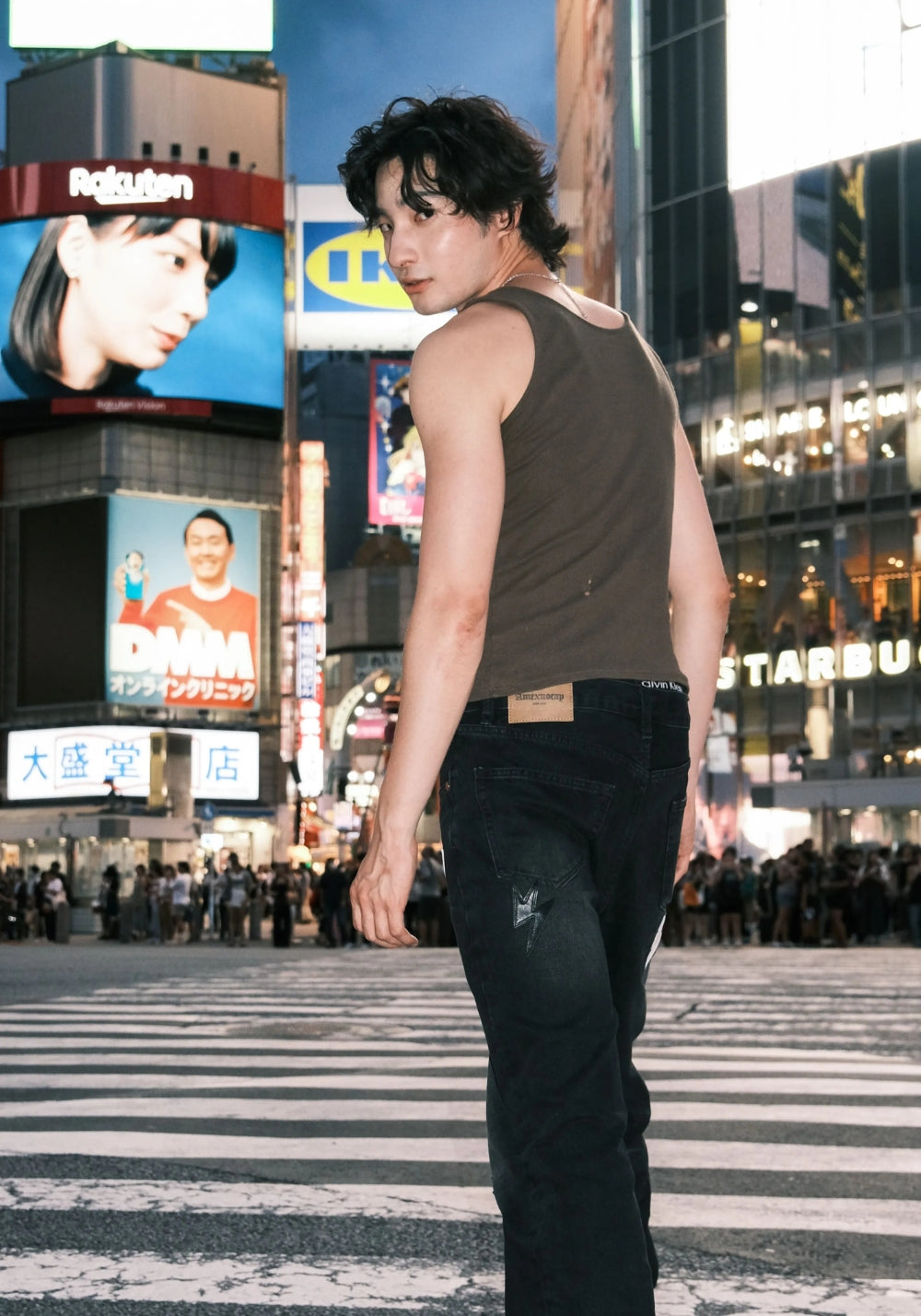 AMEXNOCAP丨Black and White Lightning Patch Straight-Leg Jeans - PSYLOS 1, AMEXNOCAP丨Black and White Lightning Patch Straight-Leg Jeans, Jeans, Amexnocap, PSYLOS 1