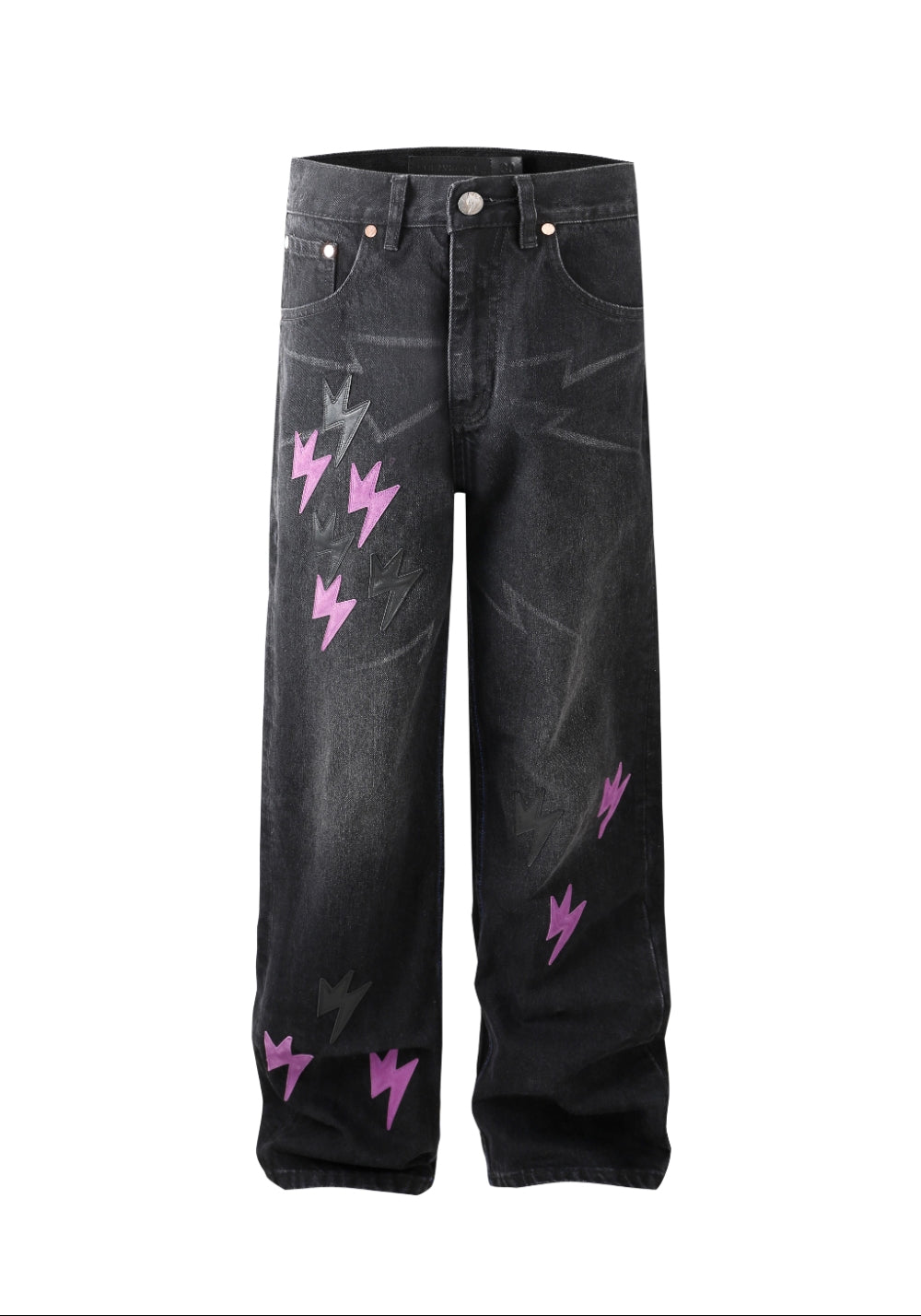 AMEXNOCAP丨Lightning Patch Washed Jeans - PSYLOS 1, AMEXNOCAP丨Lightning Patch Washed Jeans, Jeans, Amexnocap, PSYLOS 1