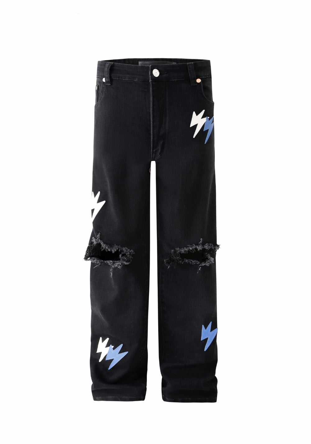 AMEXNOCAP丨Blue-White Ripped Lightning Jeans - PSYLOS 1, AMEXNOCAP丨Blue-White Ripped Lightning Jeans, Jeans, AMEXNOCAP, PSYLOS 1