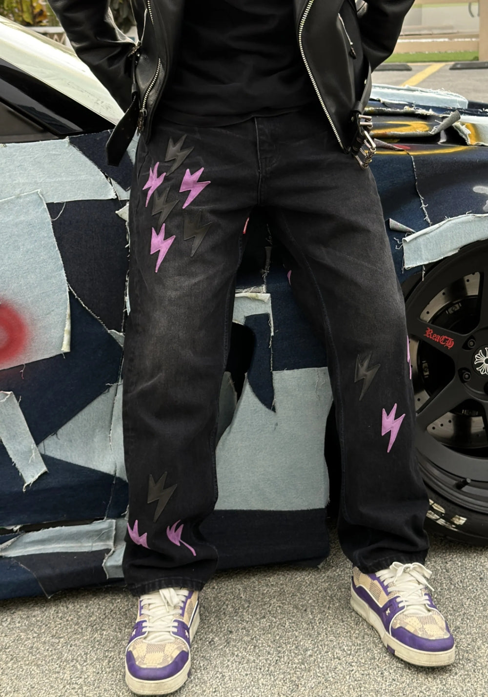 AMEXNOCAP丨Leopard Lightning Washed Jeans - PSYLOS 1, AMEXNOCAP丨Leopard Lightning Washed Jeans, Jeans, AMEXNOCAP, PSYLOS 1
