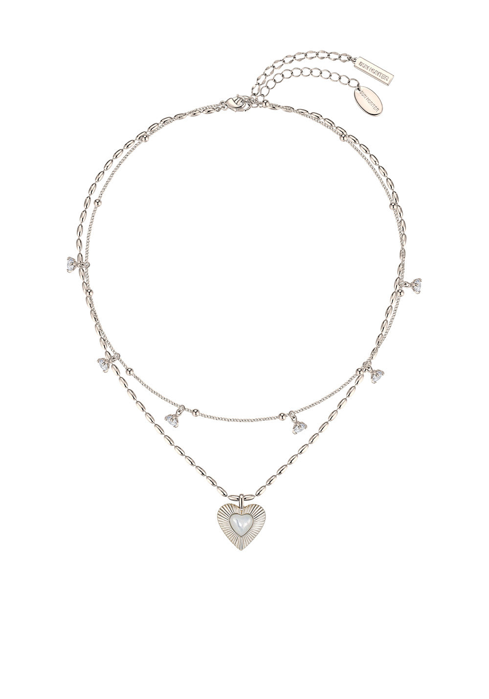 SUN HUNTER丨Heart Mother-of-Pearl Double Necklace - PSYLOS 1, SUN HUNTER丨Heart Mother-of-Pearl Double Necklace, Accessories, SUN HUNTER, PSYLOS 1