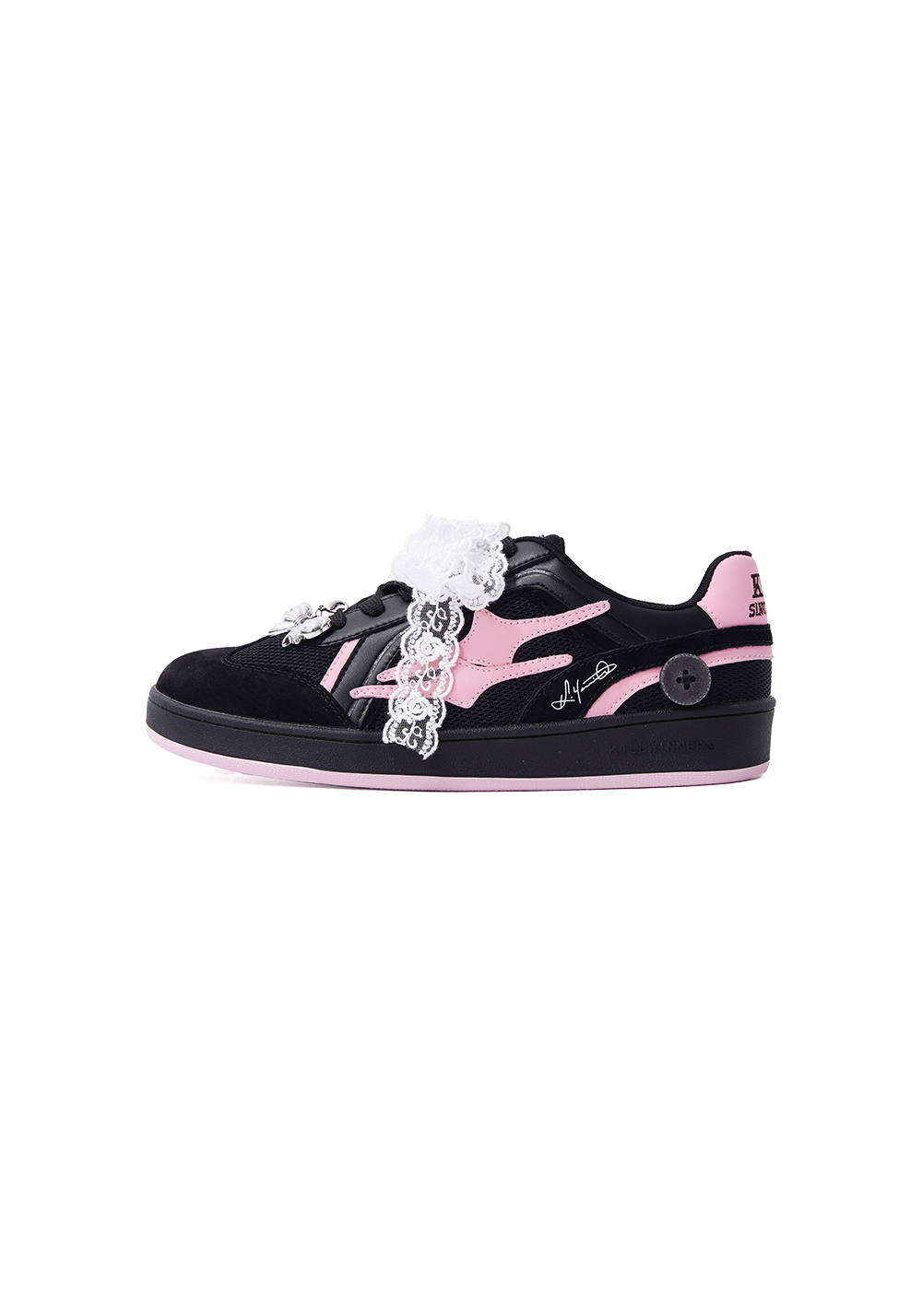 Retro Training Sneaker-Black Pink Bow