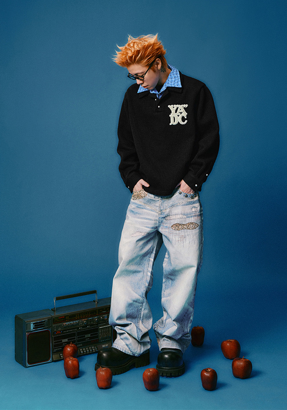 YADcrew丨Pearl LOGO Double Collar POLO Long Sleeve - PSYLOS 1, YADcrew丨Pearl LOGO Double Collar POLO Long Sleeve, Sweater, YADcrew•JAPAN, PSYLOS 1