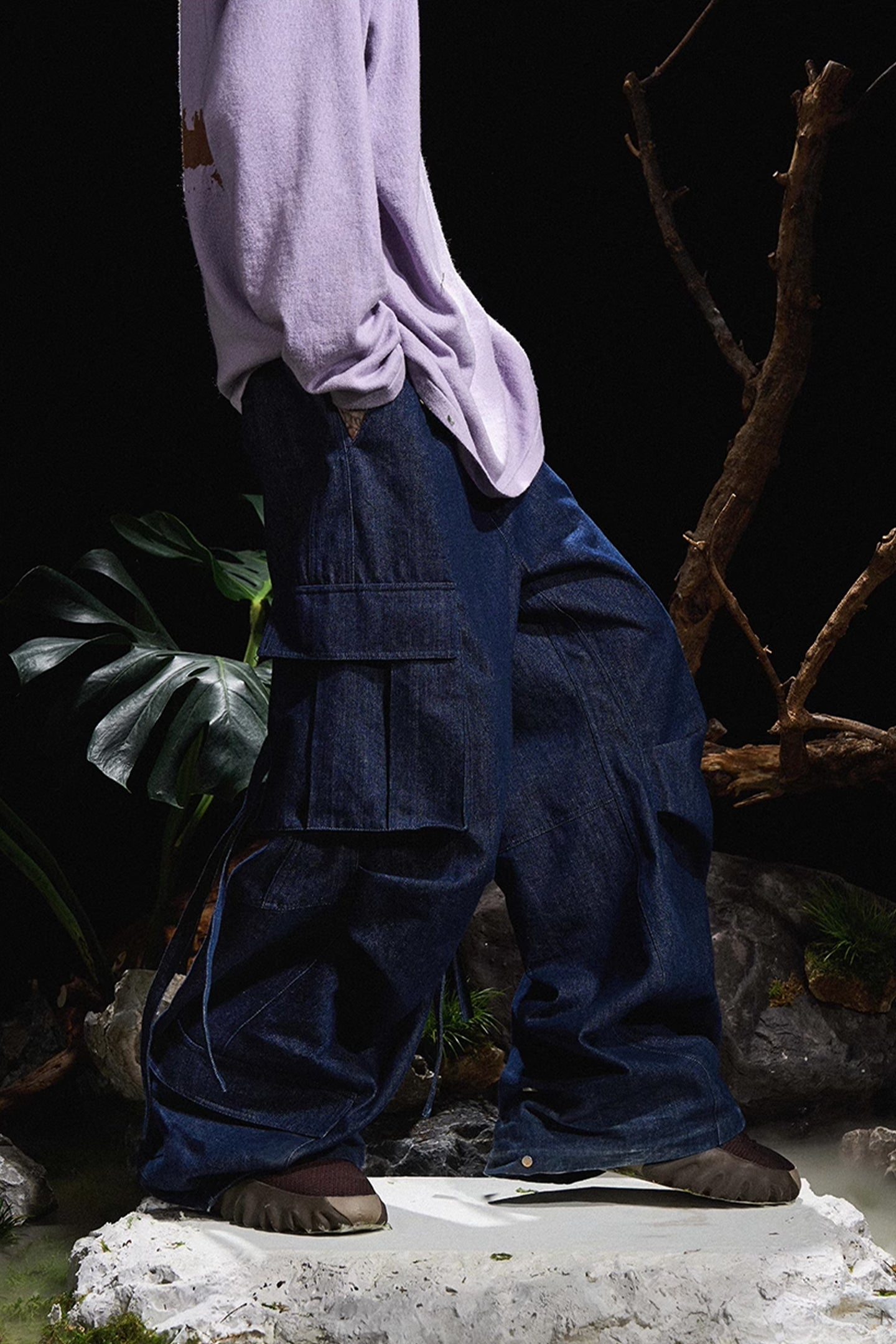 RELABEL丨Washed Silhouette Pleated Ribbon Jeans - PSYLOS 1, RELABEL丨Washed Silhouette Pleated Ribbon Jeans, Pants, RELABEL, PSYLOS 1