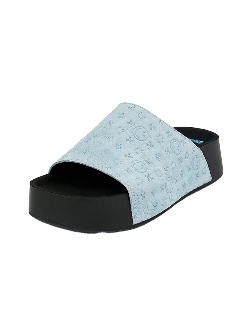SMILEY | Blue Monogram Platform Slide Sandals - PSYLOS 1, SMILEY | Blue Monogram Platform Slide Sandals, Slippers, SMILEY•JAPAN, PSYLOS 1