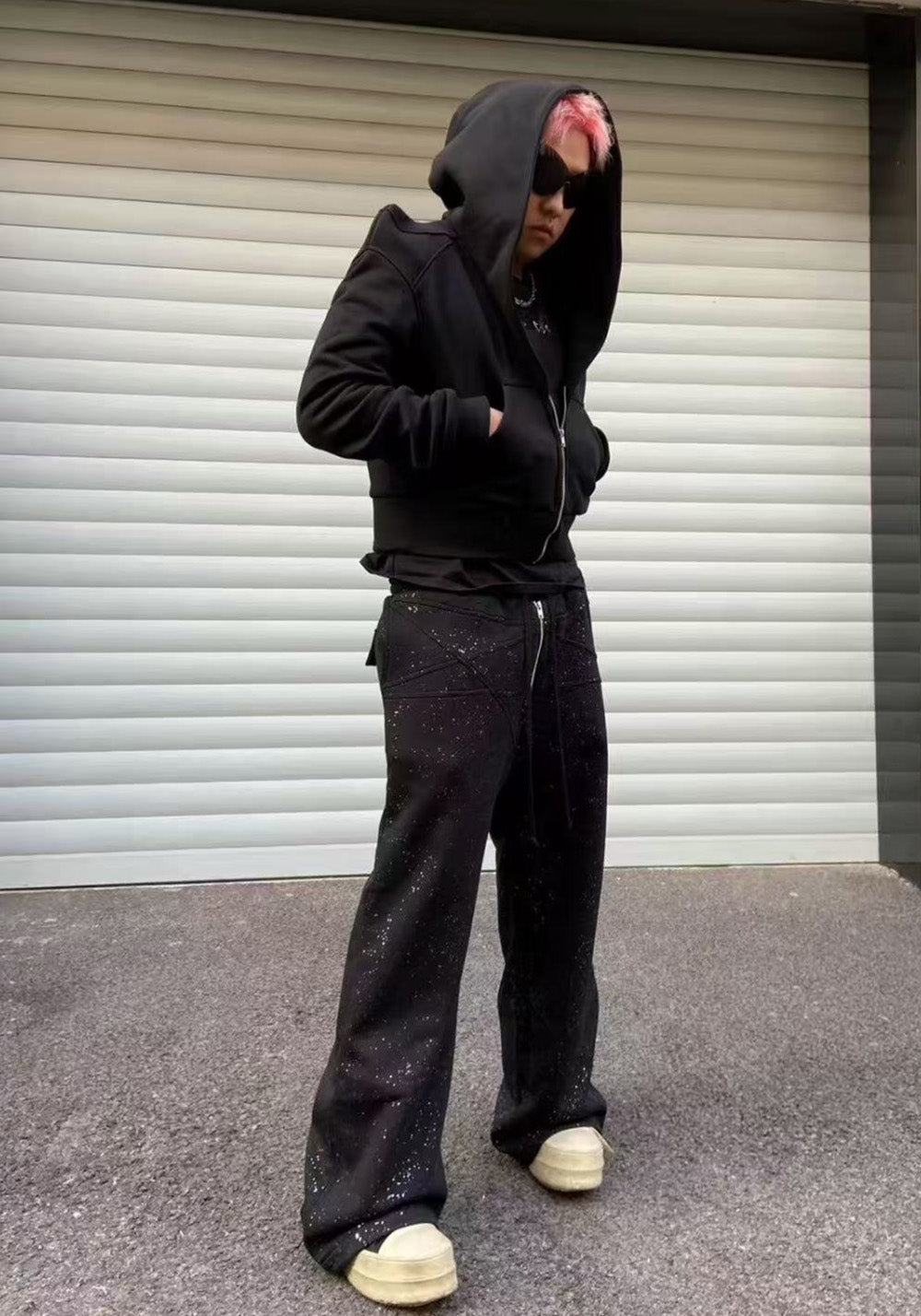 Disark│Silver Glitter Pentagram Sweatpants - PSYLOS 1, Disark│Silver Glitter Pentagram Sweatpants, Pants, Disark, PSYLOS 1