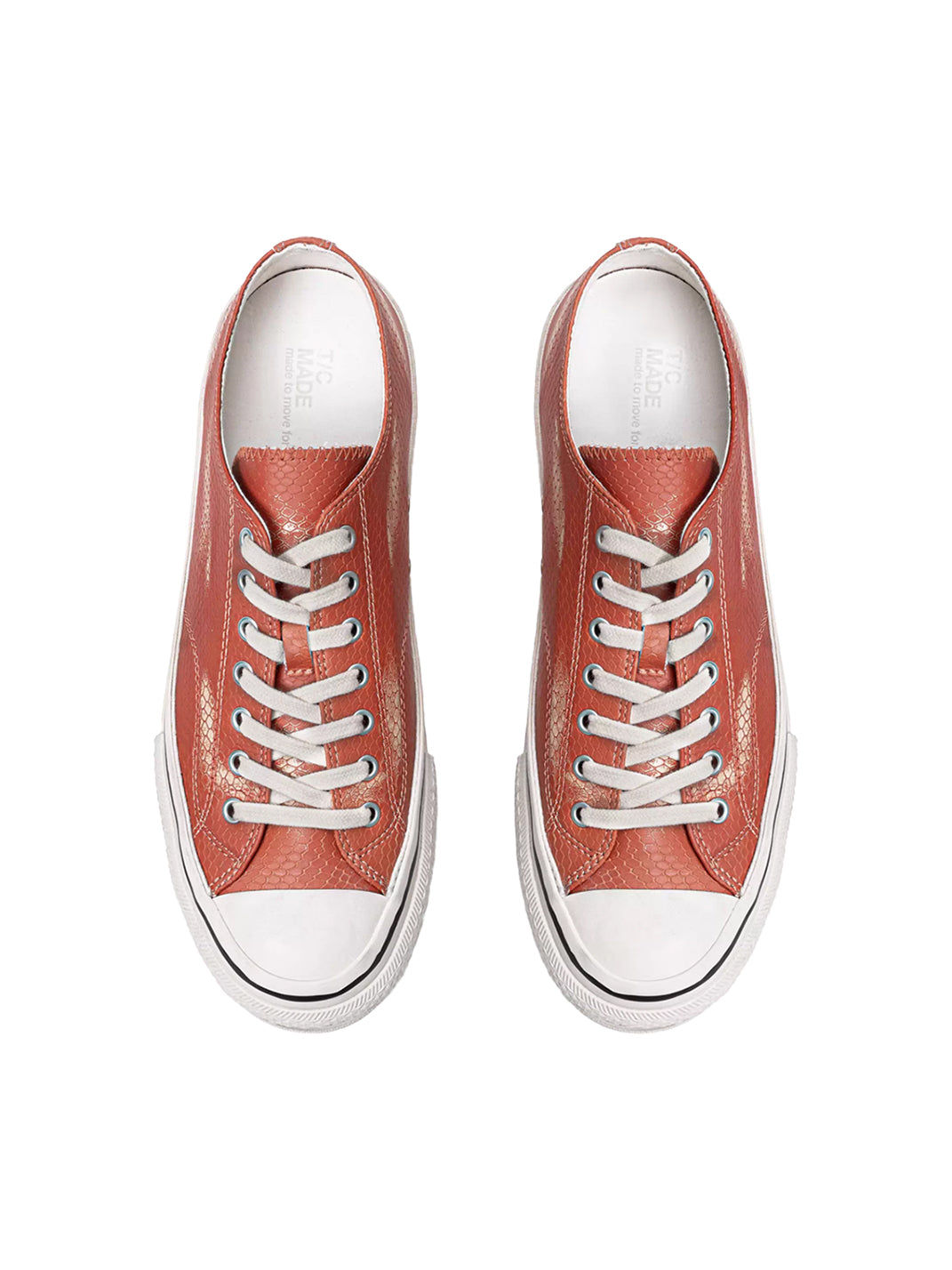 T/C MADE│030 Snake-Pattern Cowhide Low-Top Smiley Canvas Sneakers-Red - PSYLOS 1, T/C MADE│030 Snake-Pattern Cowhide Low-Top Smiley Canvas Sneakers-Red, Canvas Sneakers, T/C MADE, PSYLOS 1