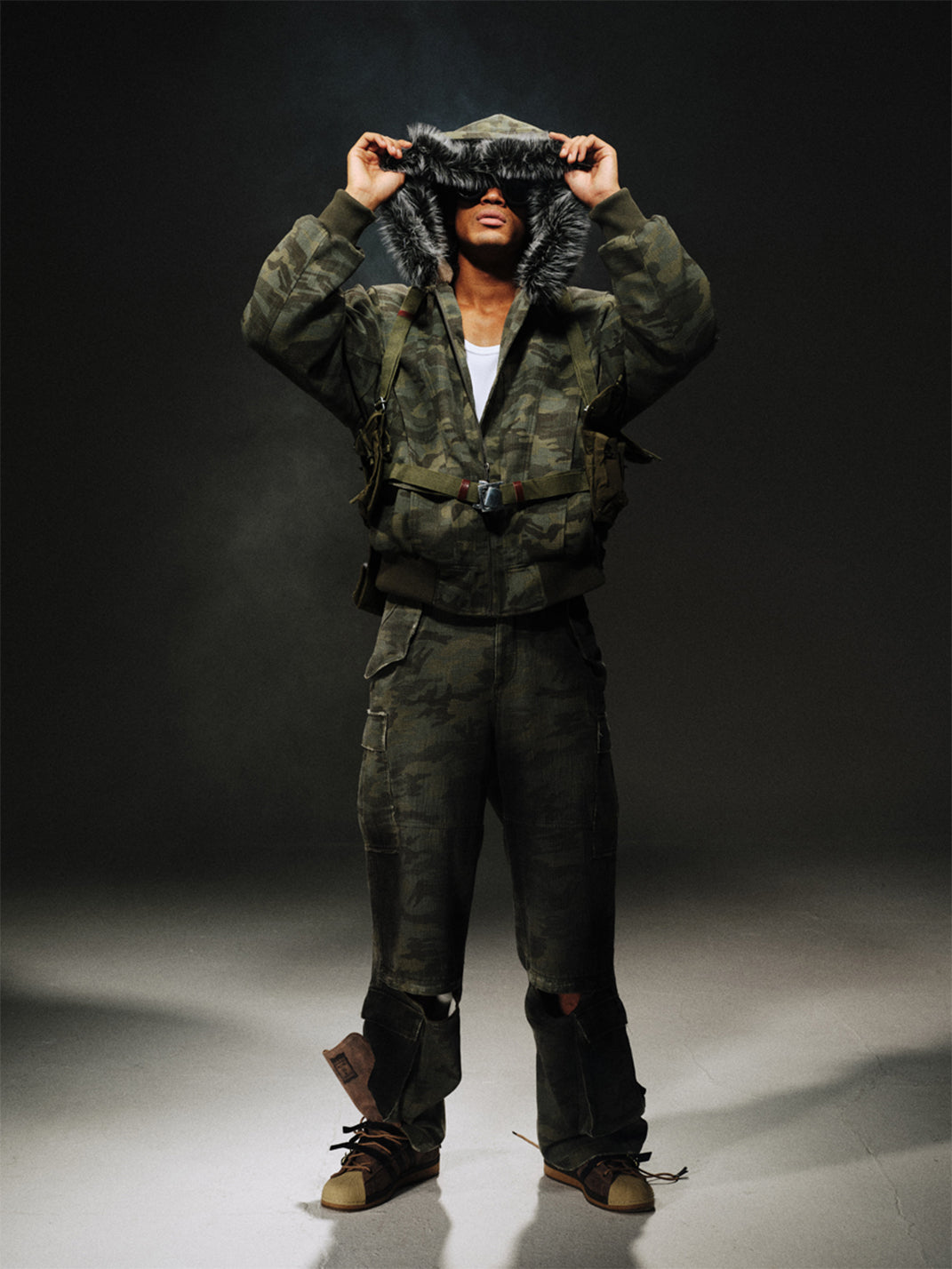 TREclub | Camo Fur Collar Aviator Jacket - PSYLOS 1, TREclub | Camo Fur Collar Aviator Jacket, Jackets, TREclub•JAPAN, PSYLOS 1