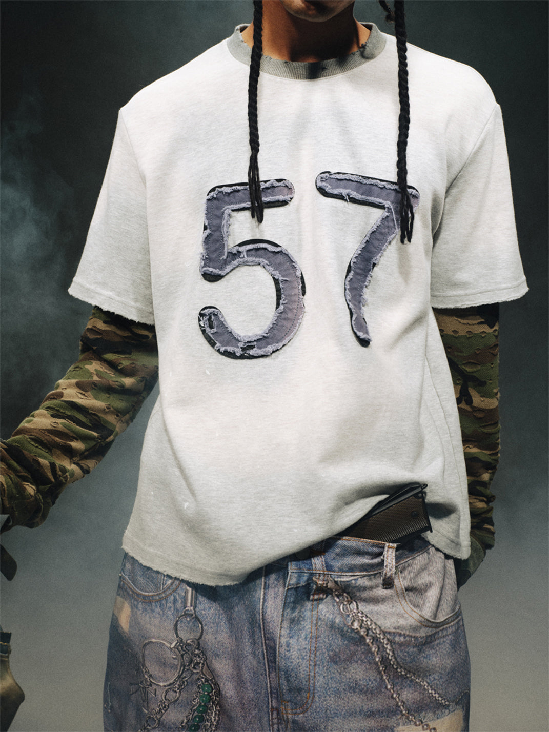 TREclub | Layered Patch Washed Long Sleeve Tee - PSYLOS 1, TREclub | Layered Patch Washed Long Sleeve Tee, T-Shirt, TREclub•JAPAN, PSYLOS 1