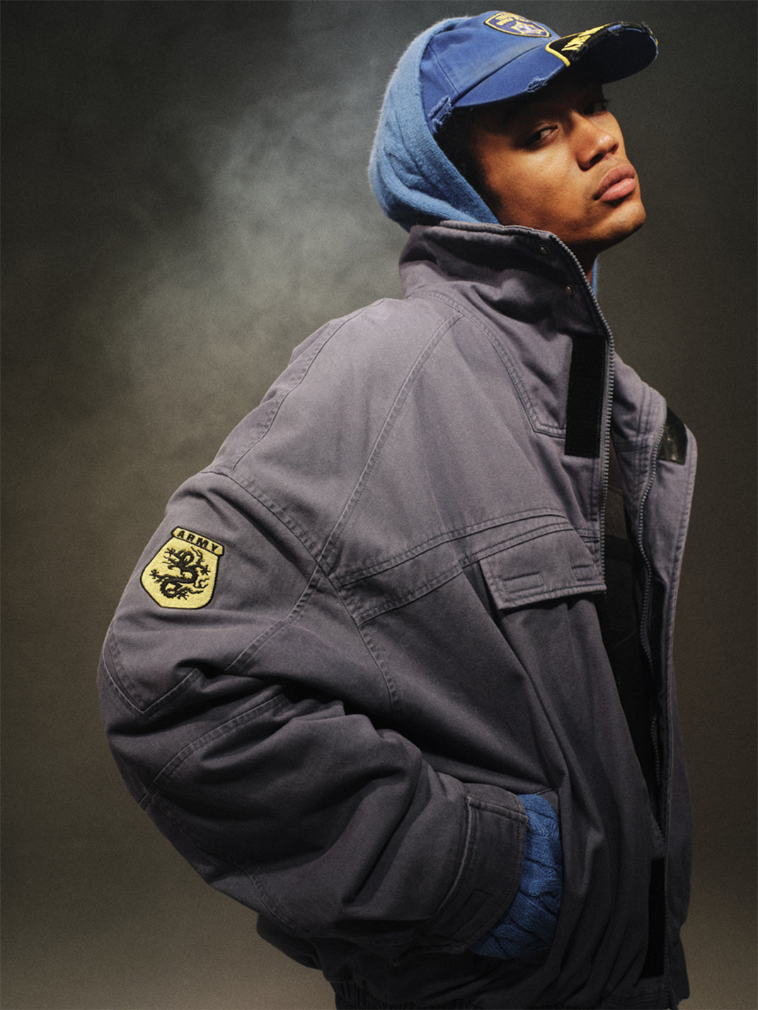 TREclub | Washed Blue Zip-Up Aviator Jacket - PSYLOS 1, TREclub | Washed Blue Zip-Up Aviator Jacket, Jackets, TREclub•JAPAN, PSYLOS 1