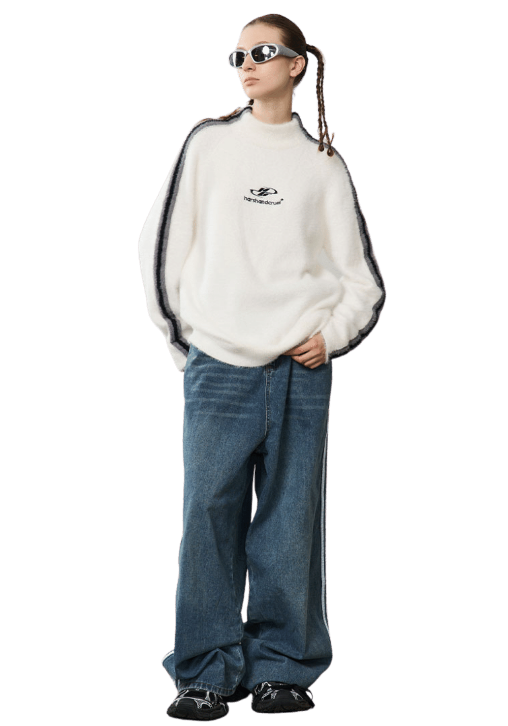 High Neck Contrast Color Sweater - PSYLOS 1, High Neck Contrast Color Sweater, Sweater, HARSH AND CRUEL, PSYLOS 1