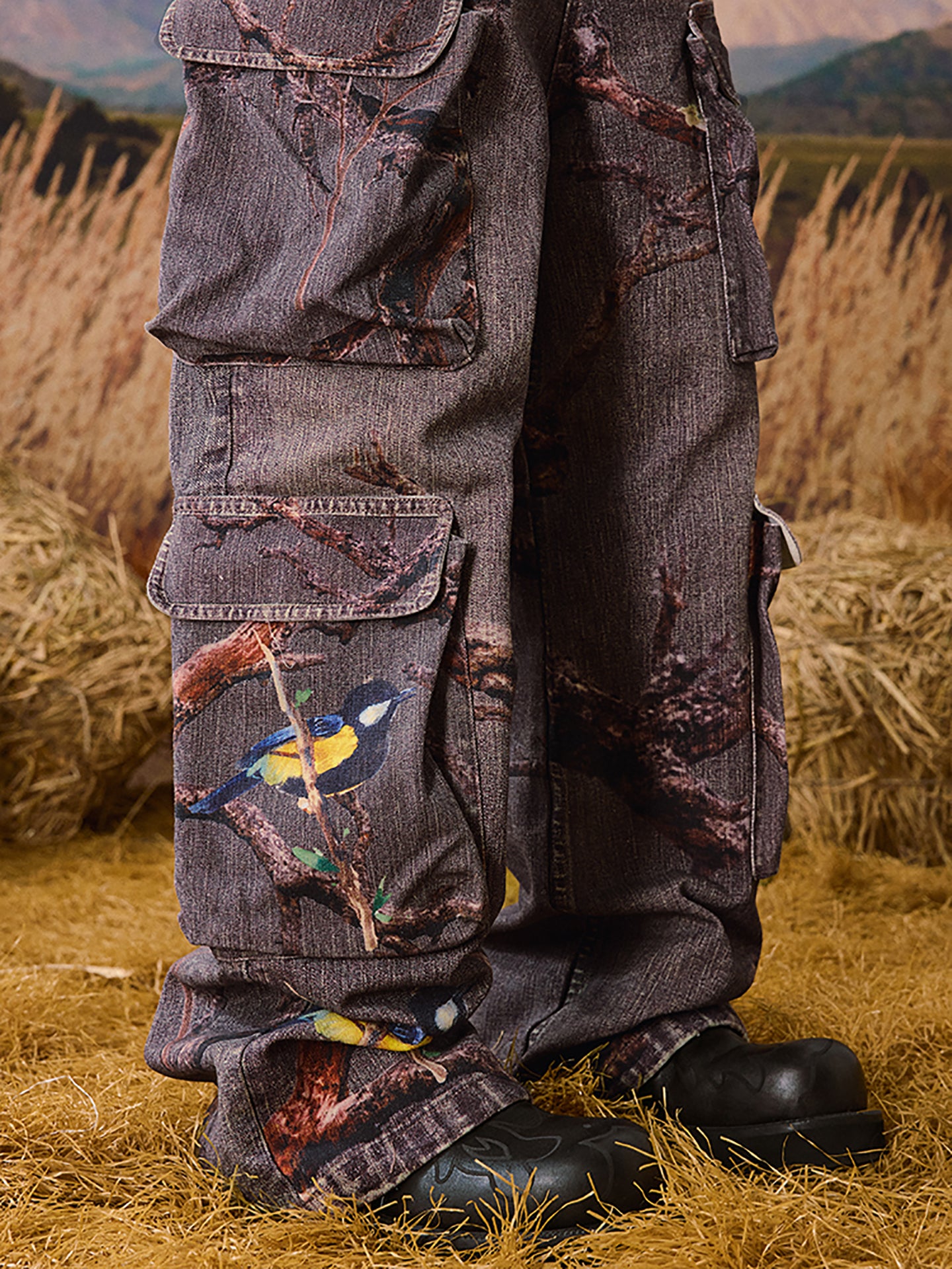 YADcrew | Autumn Forest Branches Jeans - PSYLOS 1, YADcrew | Autumn Forest Branches Jeans, Pants, YADcrew•JAPAN, PSYLOS 1