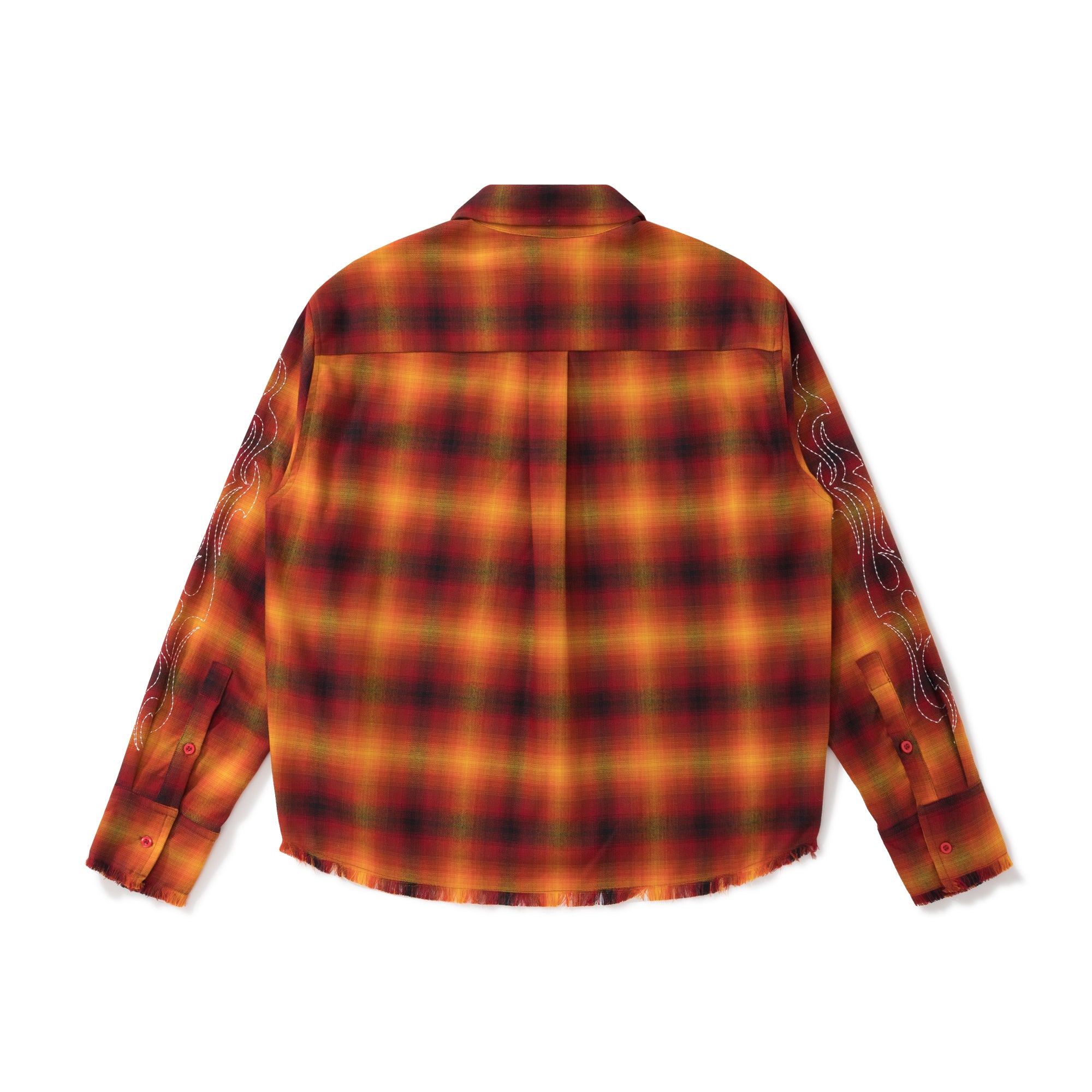 BURNIN "97' SERIES" FRAYED DISTRESSED PLAID EMBROIDERED SHIRT - PSYLOS 1, BURNIN "97' SERIES" FRAYED DISTRESSED PLAID EMBROIDERED SHIRT, Shirts, Burnin, PSYLOS 1