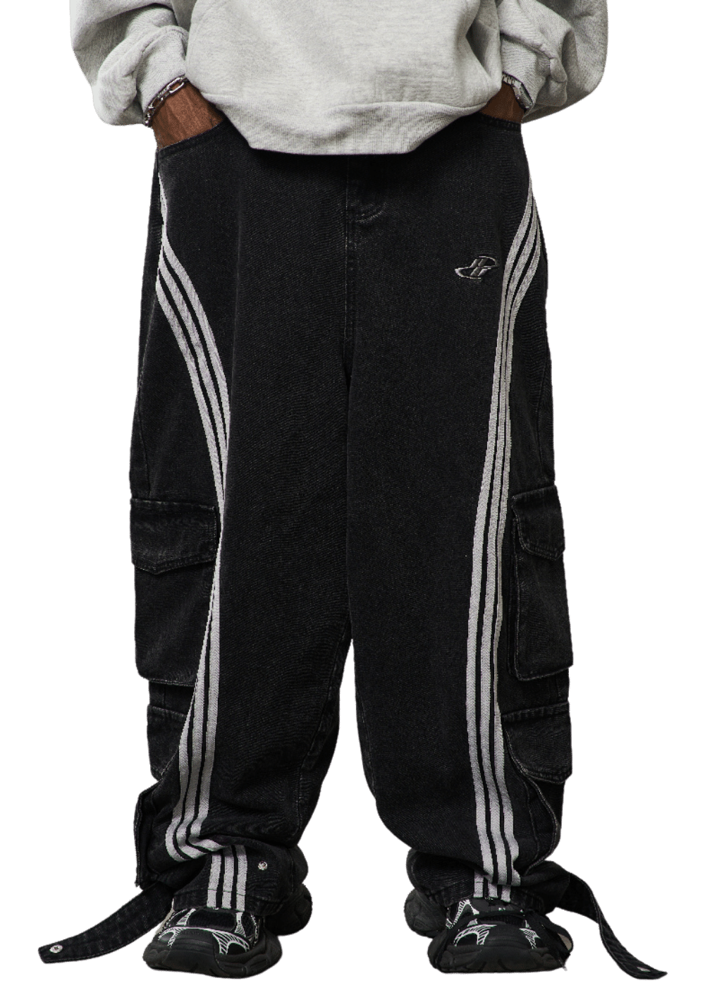 Washed Pinstriple Wide Leg Jeans - PSYLOS 1, Washed Pinstriple Wide Leg Jeans, Pants, HARSH AND CRUEL, PSYLOS 1