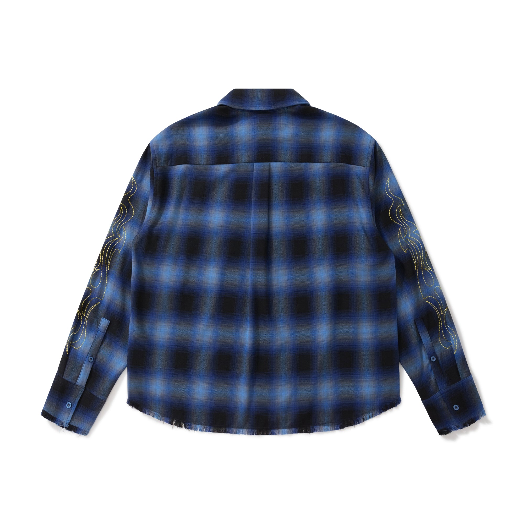 BURNIN "97' SERIES" FRAYED DISTRESSED PLAID EMBROIDERED SHIRT - PSYLOS 1, BURNIN "97' SERIES" FRAYED DISTRESSED PLAID EMBROIDERED SHIRT, Shirts, Burnin, PSYLOS 1