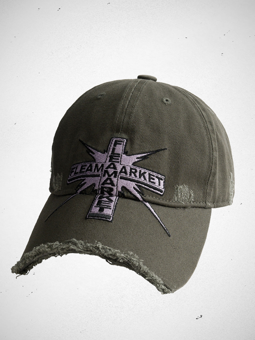 FLEAMARKET | Cross Patch Ripped Curve Brim Cap - PSYLOS 1, FLEAMARKET | Cross Patch Ripped Curve Brim Cap, Hats, FLEAMARKET, PSYLOS 1