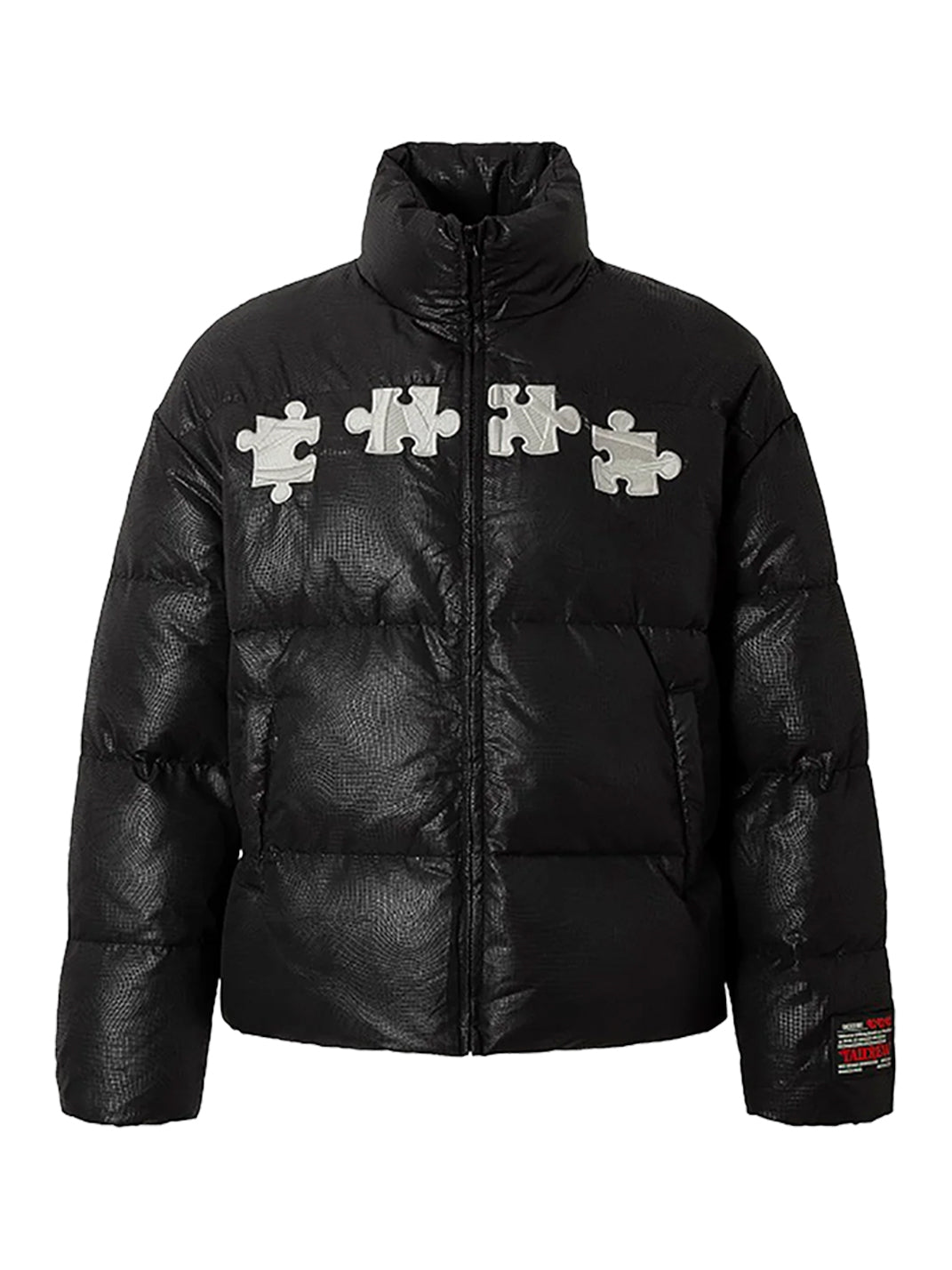 Chaqueta de plumas con bordado geométrico 3D