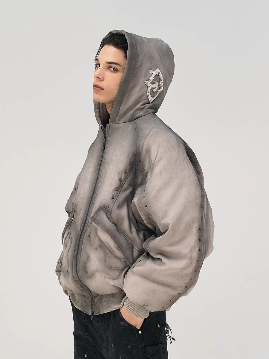 GLACIERBOY丨RAP STAR SERIES Studded Pearl Water-Washed Jacket - PSYLOS 1, GLACIERBOY丨RAP STAR SERIES Studded Pearl Water-Washed Jacket, Down Jacket, GLACIERBOY•JAPAN, PSYLOS 1