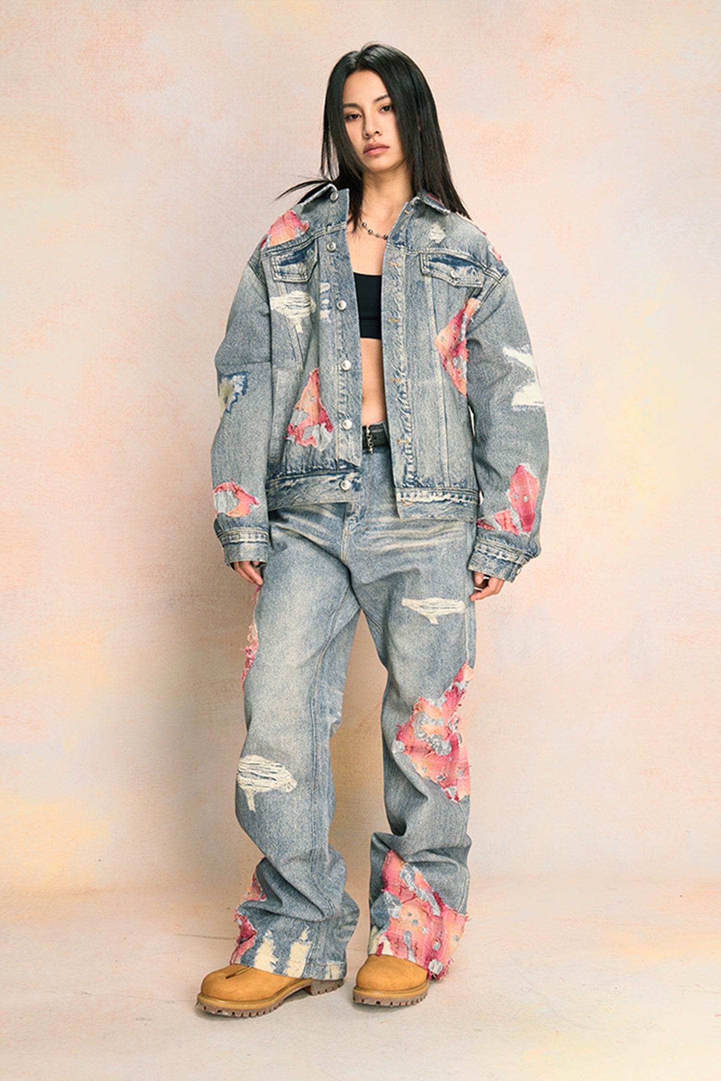 YADcrew | Sunset Cloud Lace Print Jeans - PSYLOS 1, YADcrew | Sunset Cloud Lace Print Jeans, Jeans, YADcrew•JAPAN, PSYLOS 1