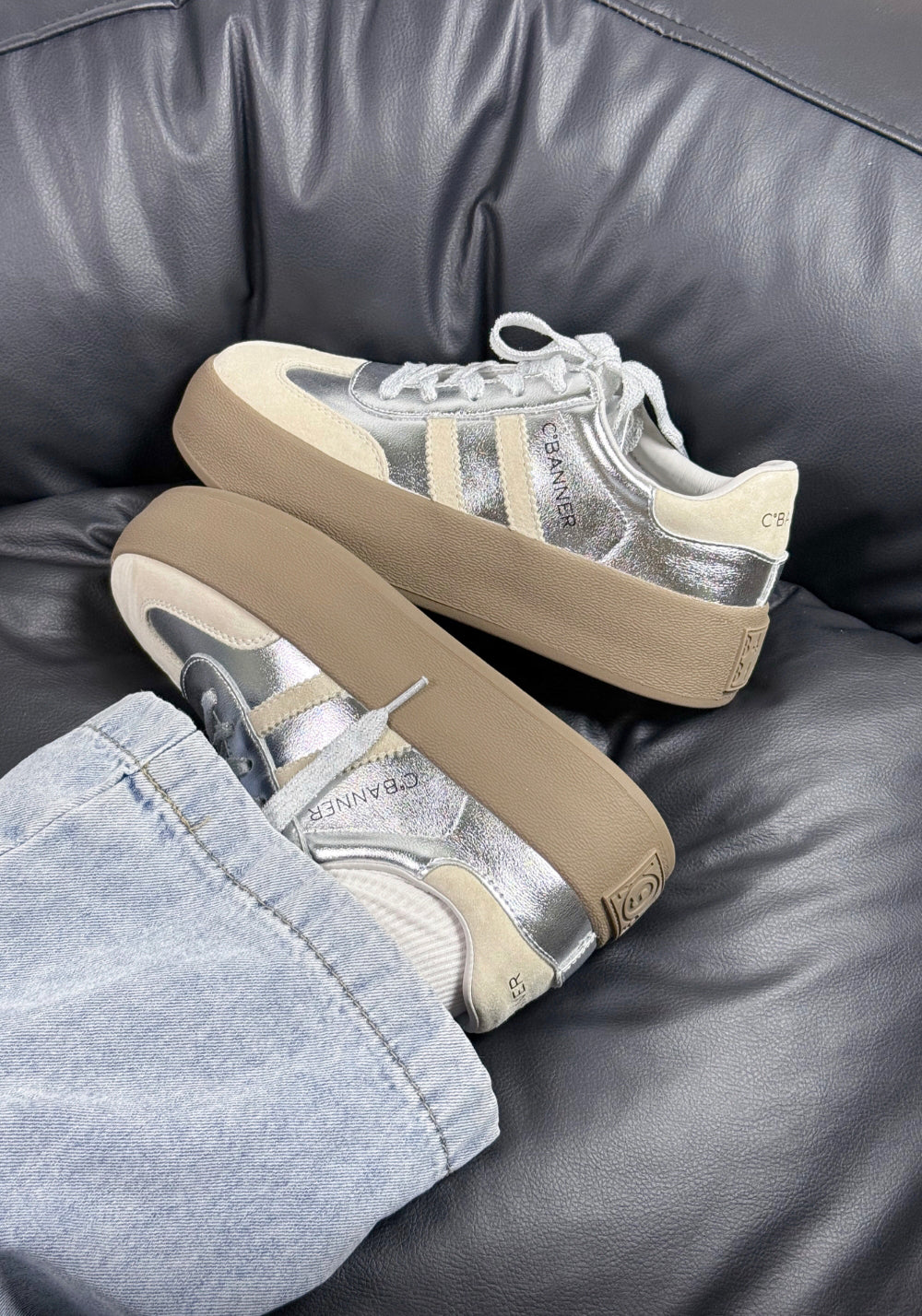 C.BANNER丨Silver Grey Colorblock Platform Sneakers - PSYLOS 1, C.BANNER丨Silver Grey Colorblock Platform Sneakers, Chunky Sneakers, C.BANNER, PSYLOS 1