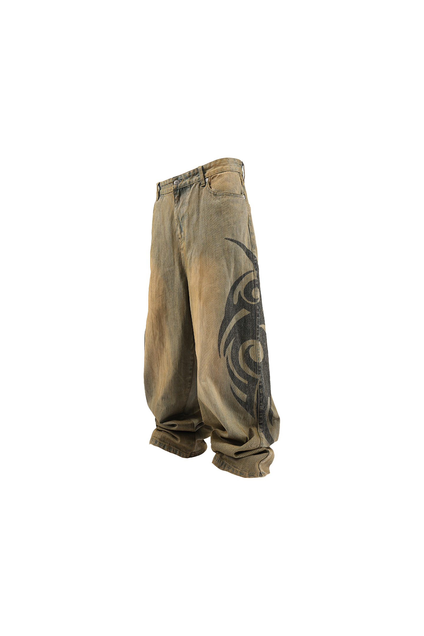 Heavy Washed Yellow Mud Dyed Bamboo Baggy Pants