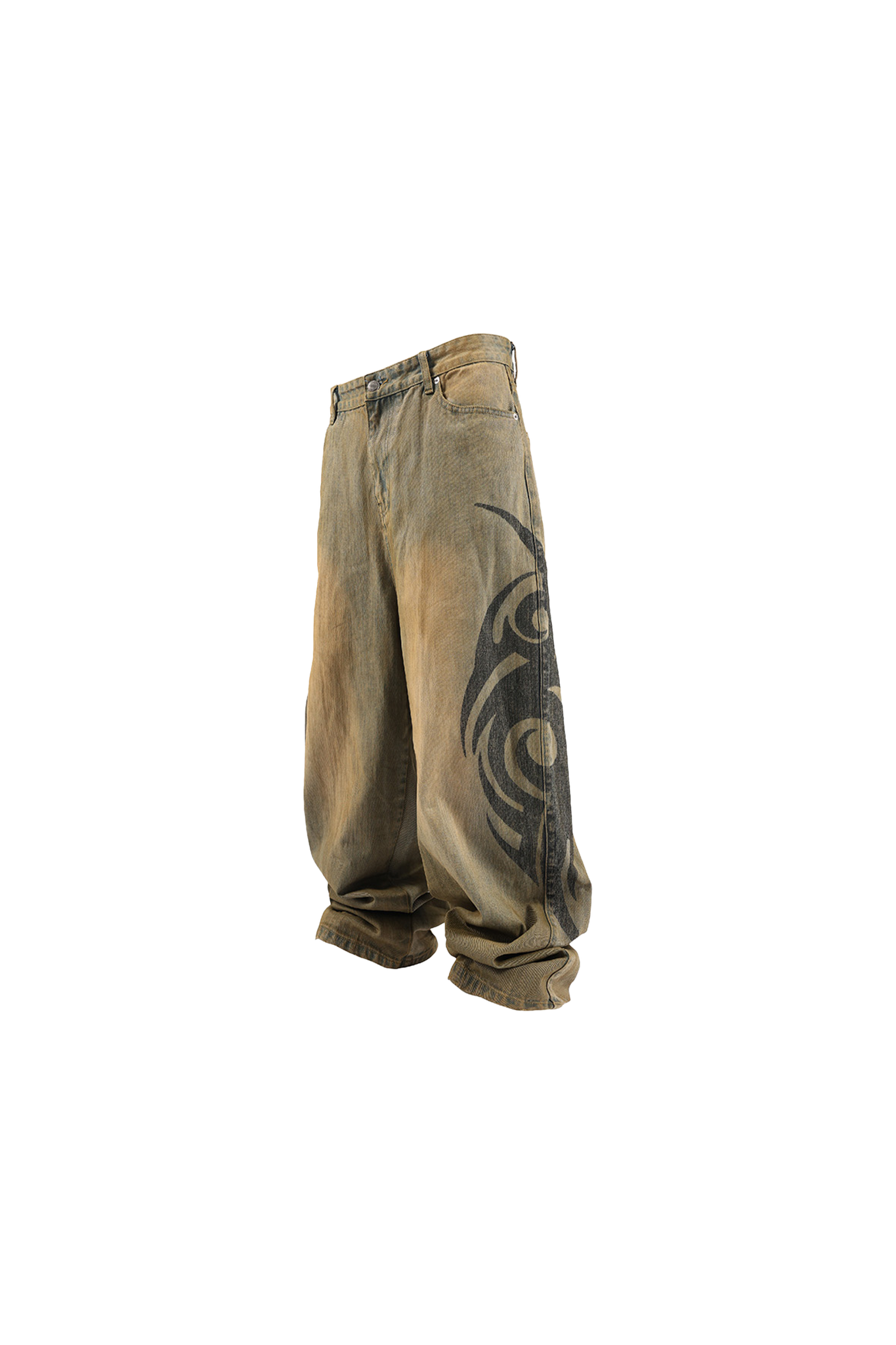 Heavy Washed Yellow Mud Dyed Bamboo Baggy Pants