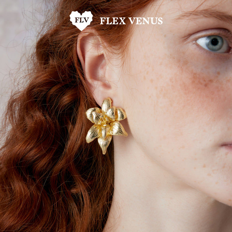 FLV Temple Lily Ear Cuffs – Luxurious Vintage Floral Design