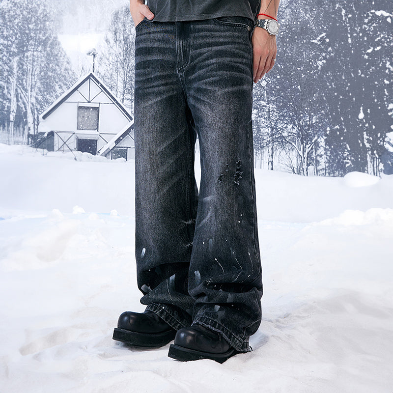 YADcrew丨Heavy Washed Ink-Splashed Loose Jeans - PSYLOS 1, YADcrew丨Heavy Washed Ink-Splashed Loose Jeans, Pants, YADcrew•JAPAN, PSYLOS 1