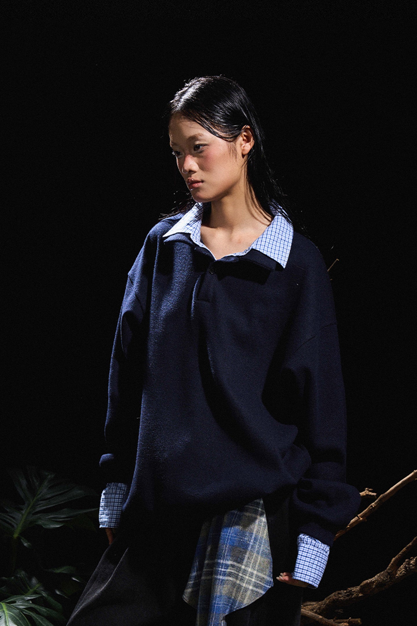 RELABEL丨Double-layer Plaid Patchwork Sweater - PSYLOS 1, RELABEL丨Double-layer Plaid Patchwork Sweater, Sweater, RELABEL, PSYLOS 1