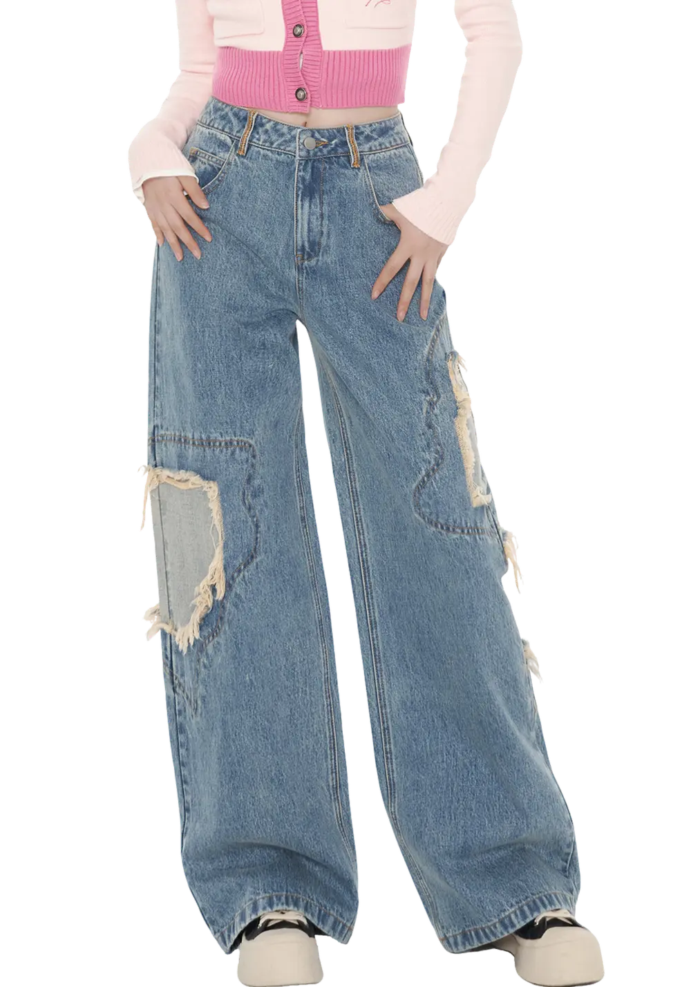 Irregular Ripped Jeans - PSYLOS 1, Irregular Ripped Jeans, Pants, WooHa, PSYLOS 1