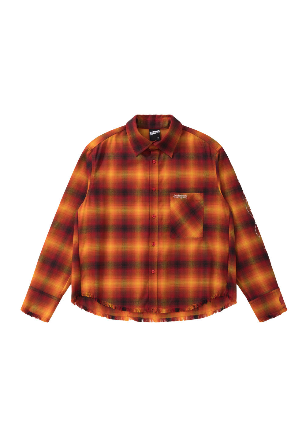 BURNIN "97' SERIES" FRAYED DISTRESSED PLAID EMBROIDERED SHIRT - PSYLOS 1, BURNIN "97' SERIES" FRAYED DISTRESSED PLAID EMBROIDERED SHIRT, Shirts, Burnin, PSYLOS 1