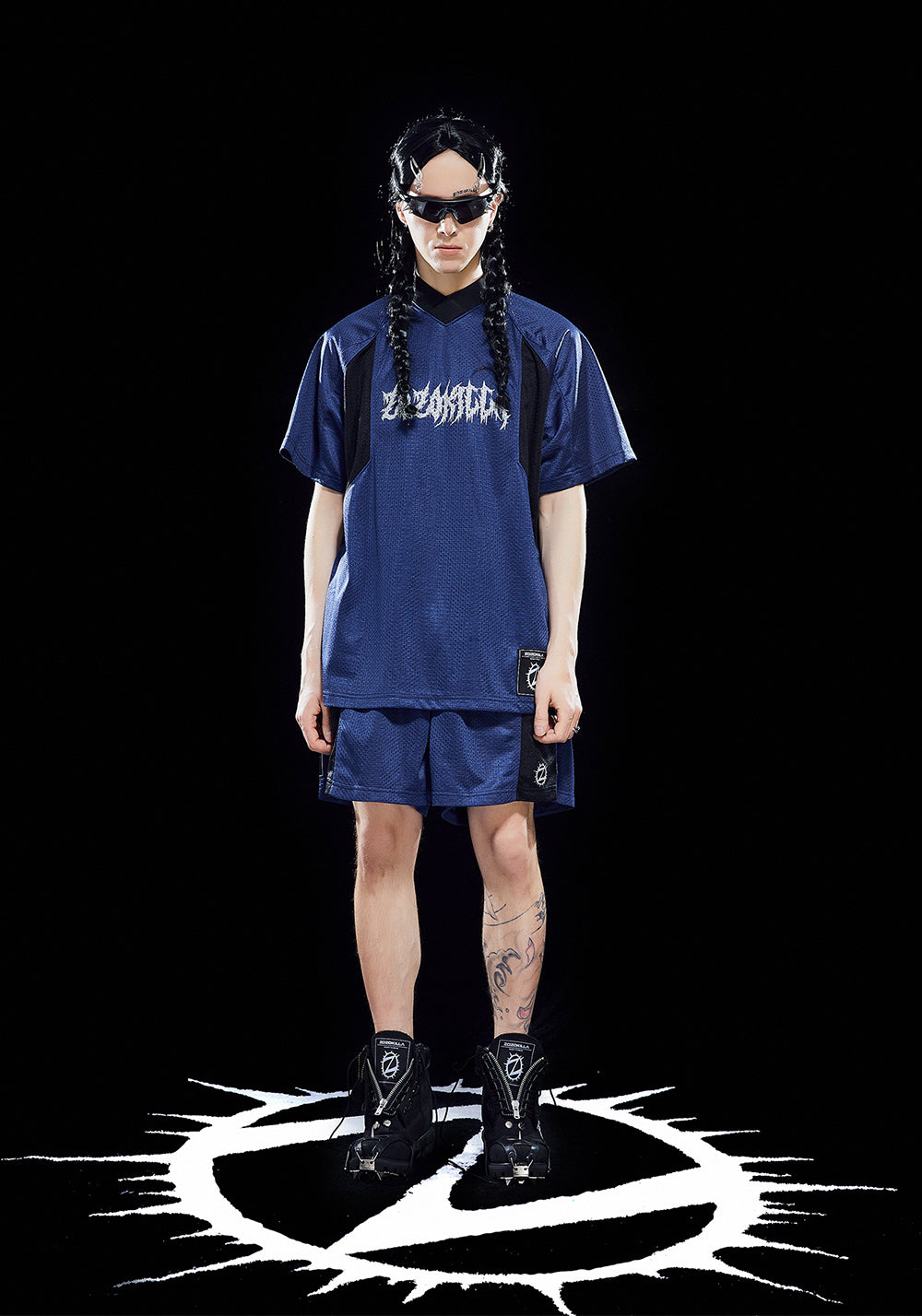 ZOZOKILLA Dark Blue Mesh Sports Jersey T - shirt