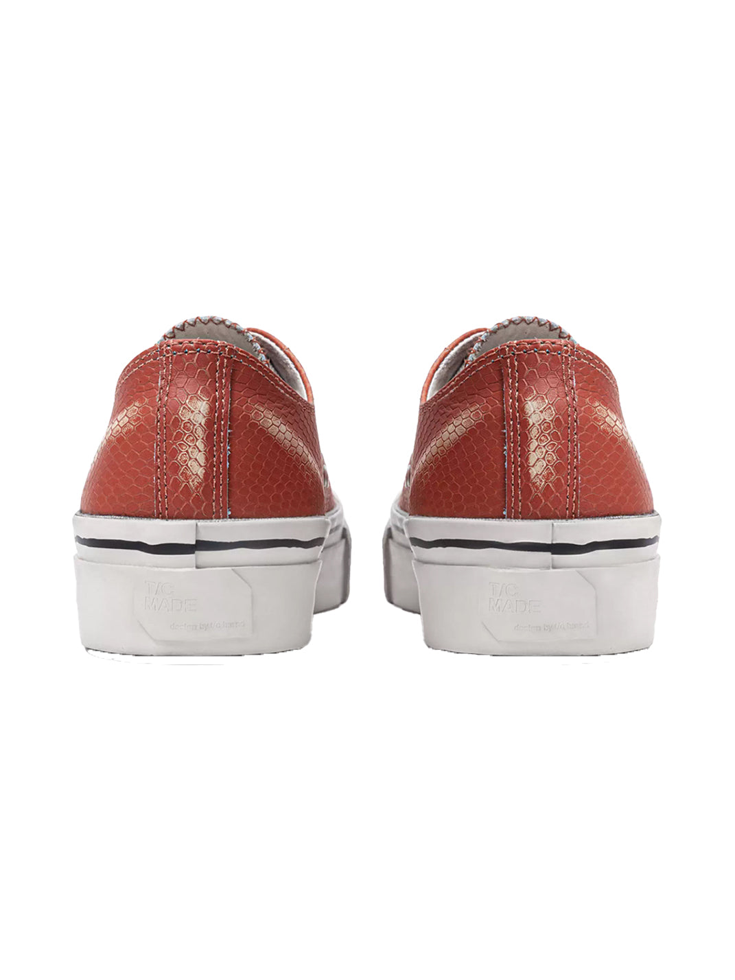 T/C MADE│030 Snake-Pattern Cowhide Low-Top Smiley Canvas Sneakers-Red - PSYLOS 1, T/C MADE│030 Snake-Pattern Cowhide Low-Top Smiley Canvas Sneakers-Red, Canvas Sneakers, T/C MADE, PSYLOS 1