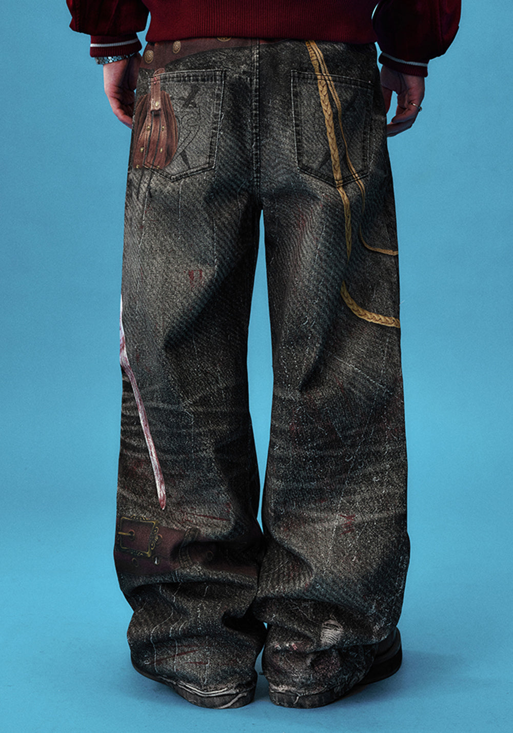 YADcrew丨Bloodbath Knight Sword Printed Jeans - PSYLOS 1, YADcrew丨Bloodbath Knight Sword Printed Jeans, Pants, YADcrew•JAPAN, PSYLOS 1