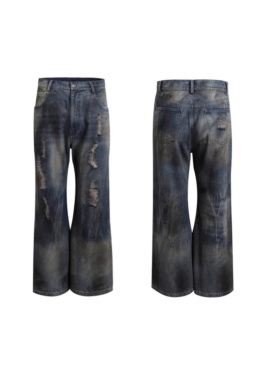 DND4DES丨Mud-Dyed Ripped Denim Jeans – Blue - PSYLOS 1, DND4DES丨Mud-Dyed Ripped Denim Jeans – Blue, Pants, DND4DES•JAPAN, PSYLOS 1