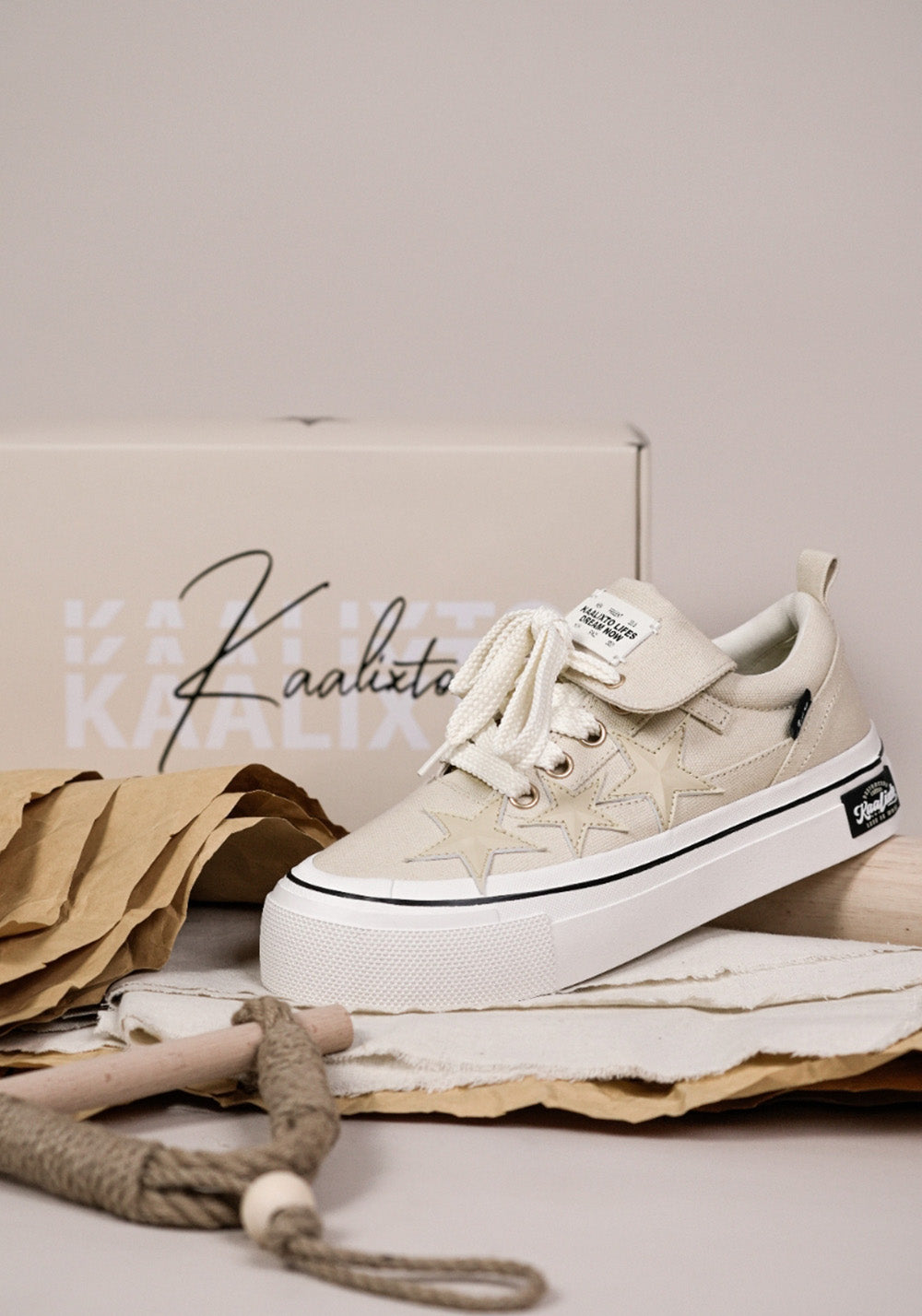 KAALIXTO丨Cream Beige Canvas Star Shoes - PSYLOS 1, KAALIXTO丨Cream Beige Canvas Star Shoes, Canvas Sneakers, KAALIXTO•JAPAN, PSYLOS 1