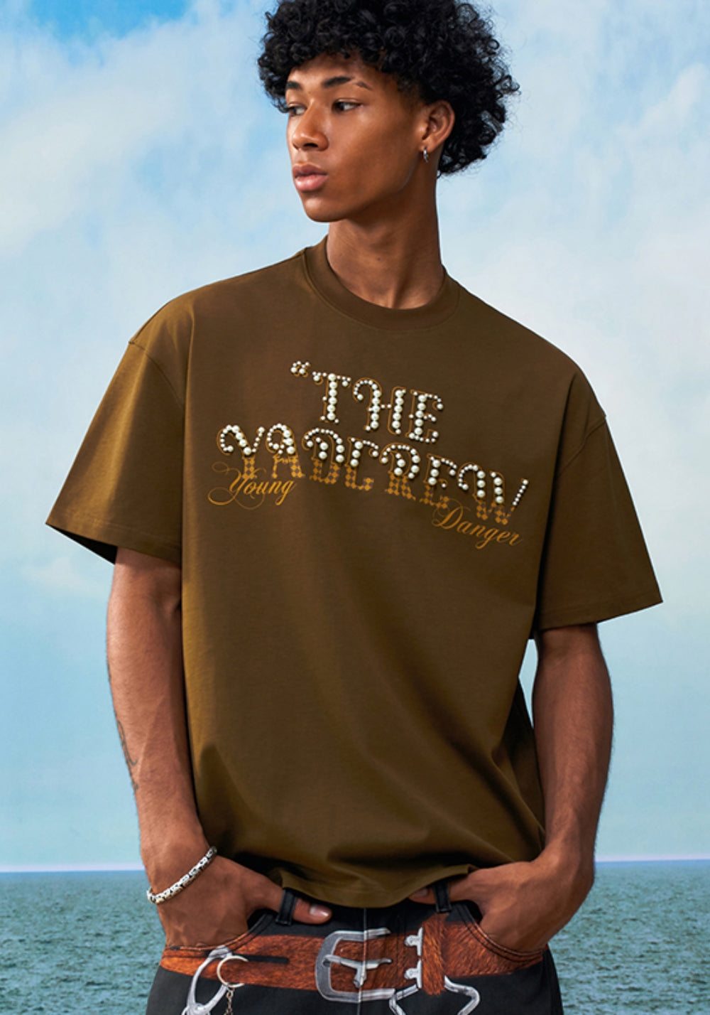 YADcrew丨YADcrew Checkerboard Pearl Tee-Brown - PSYLOS 1, YADcrew丨YADcrew Checkerboard Pearl Tee-Brown, T-Shirt, YADcrew•JAPAN, PSYLOS 1