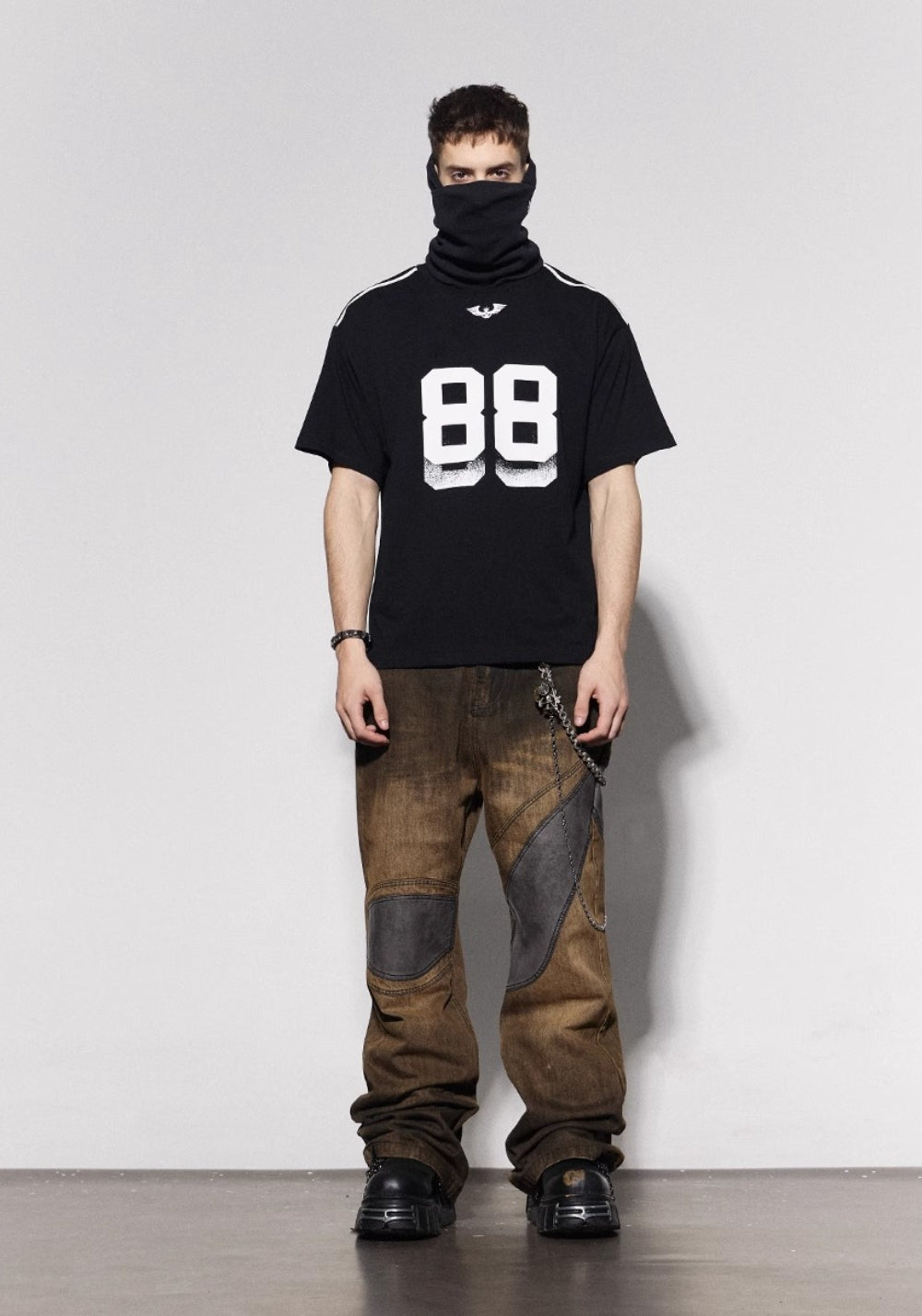 DND4DES丨Faux Leather Knee-Patch Denim Jeans - PSYLOS 1, DND4DES丨Faux Leather Knee-Patch Denim Jeans, Pants, DND4DES•JAPAN, PSYLOS 1