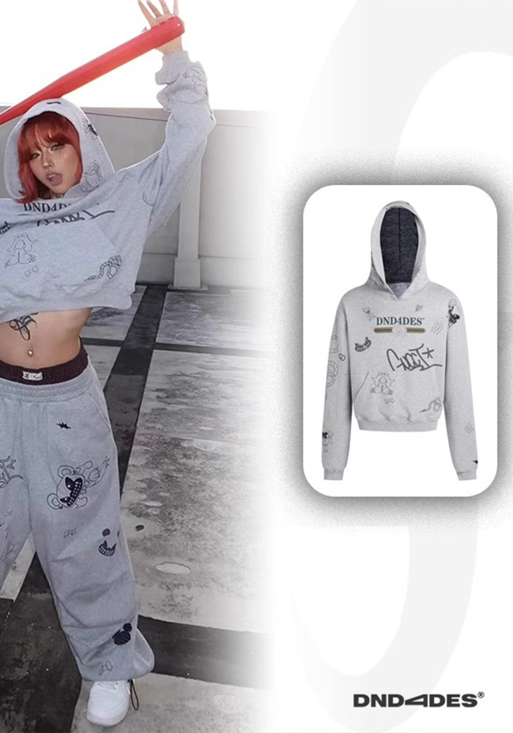 DND4DES丨Graffiti Gray Sweatshirt - PSYLOS 1, DND4DES丨Graffiti Gray Sweatshirt, Sweatshirt, DND4DES•JAPAN, PSYLOS 1