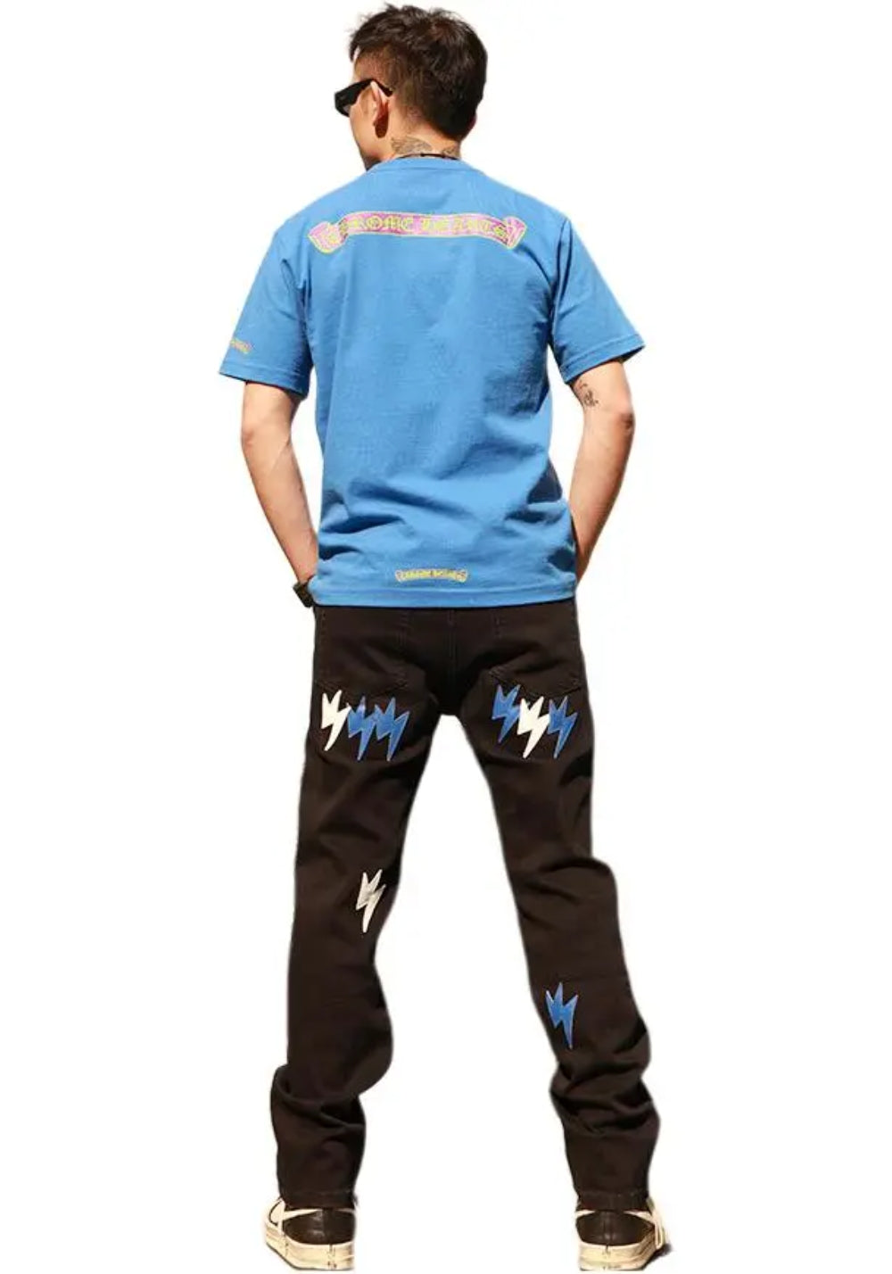 AMEXNOCAP丨Blue-White Ripped Lightning Jeans - PSYLOS 1, AMEXNOCAP丨Blue-White Ripped Lightning Jeans, Jeans, AMEXNOCAP, PSYLOS 1