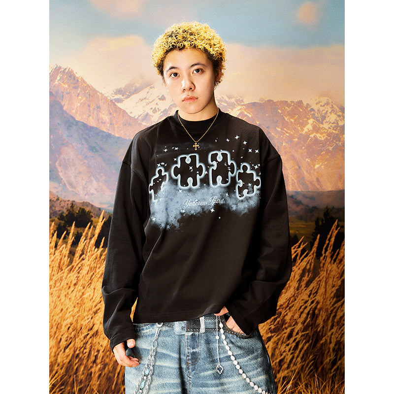 YADcrew丨Stardust Digital Printed Puzzle Long Sleeve T-Shirt - PSYLOS 1, YADcrew丨Stardust Digital Printed Puzzle Long Sleeve T-Shirt, T-Shirt, YADcrew•JAPAN, PSYLOS 1