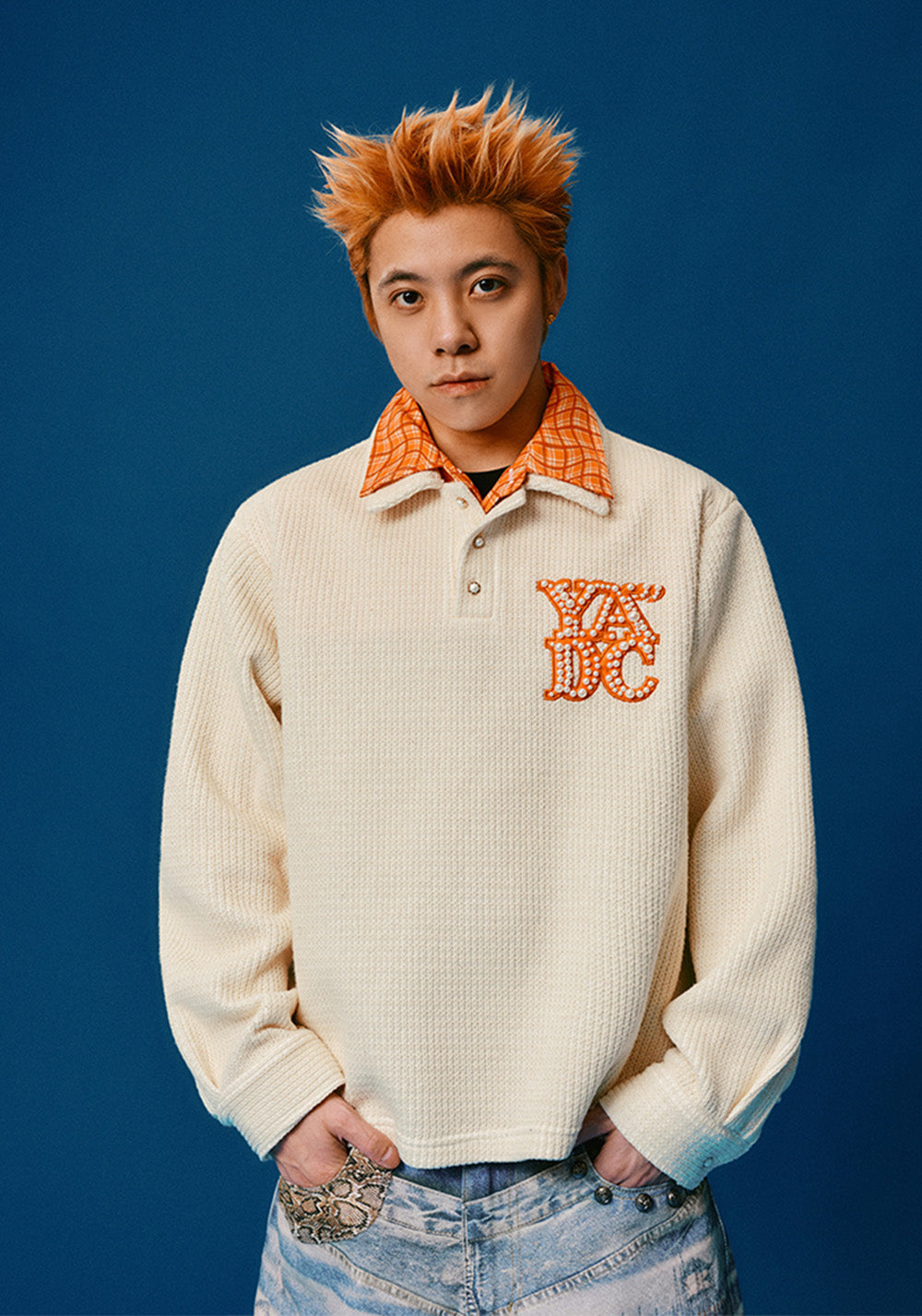 YADcrew丨Pearl LOGO Double Collar POLO Long Sleeve - PSYLOS 1, YADcrew丨Pearl LOGO Double Collar POLO Long Sleeve, Sweater, YADcrew•JAPAN, PSYLOS 1