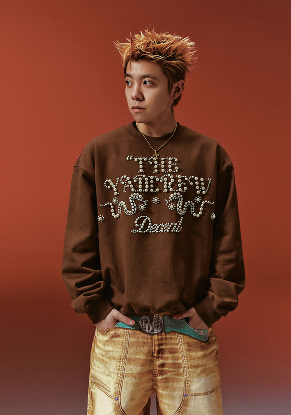 YADcrew丨Pearl Text Snake Shadow Typography Sweatshirt - PSYLOS 1, YADcrew丨Pearl Text Snake Shadow Typography Sweatshirt, Sweatshirts, YADcrew•JAPAN, PSYLOS 1