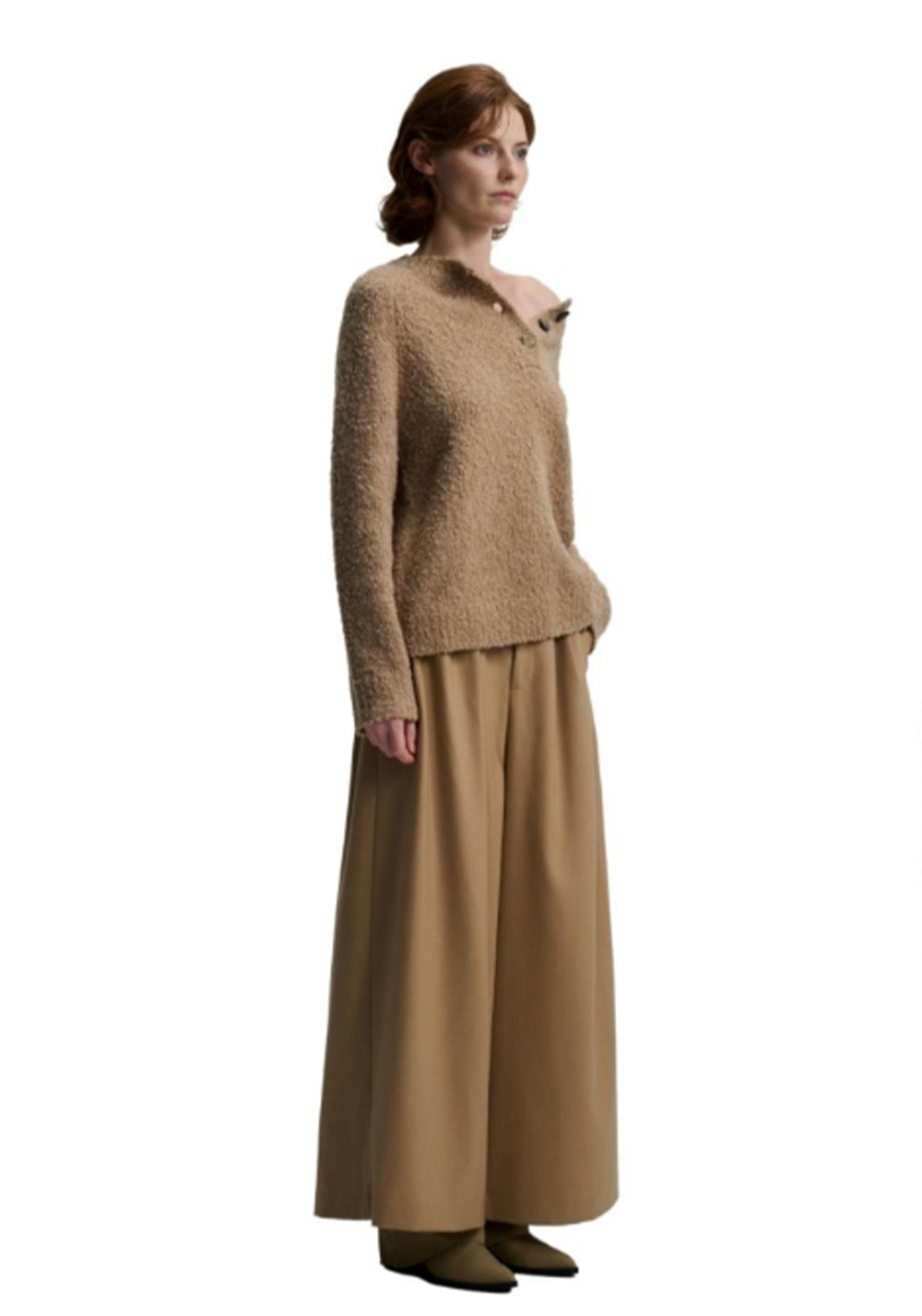 Camel Blend 3-Button Sweater